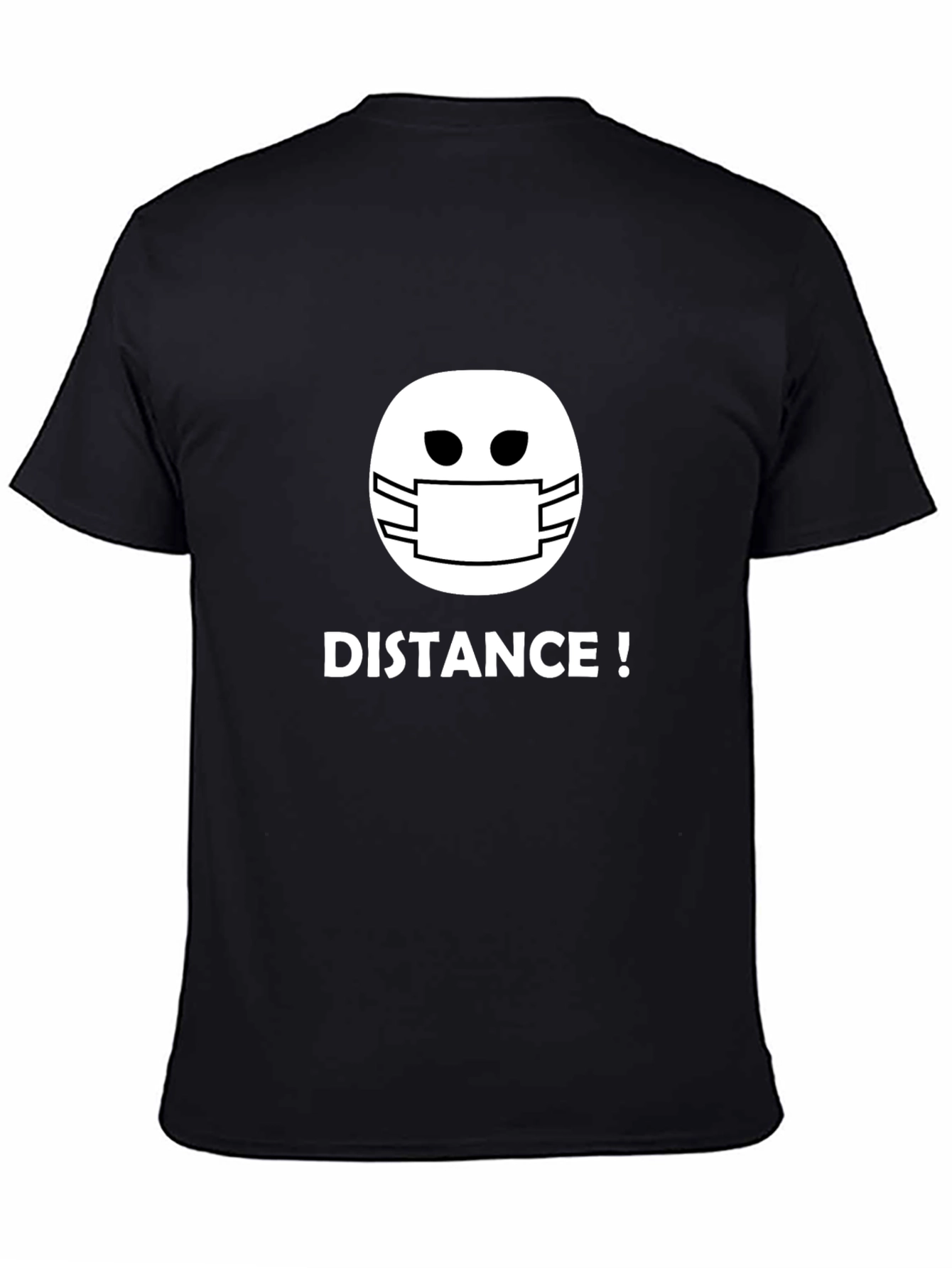 Distance! Masked Emoji Graphic Tee - Black