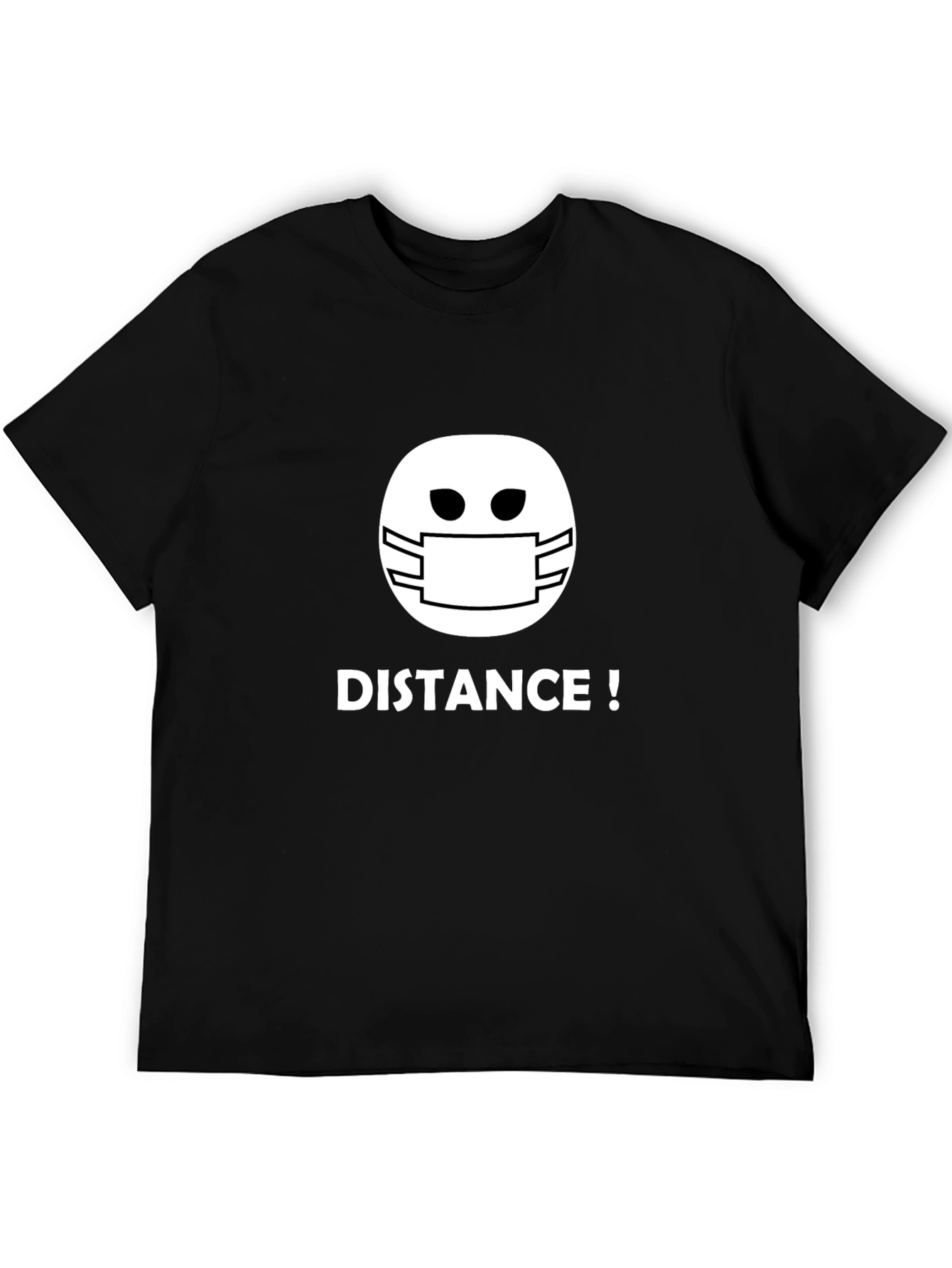 Distance! Masked Emoji Graphic Tee - Black