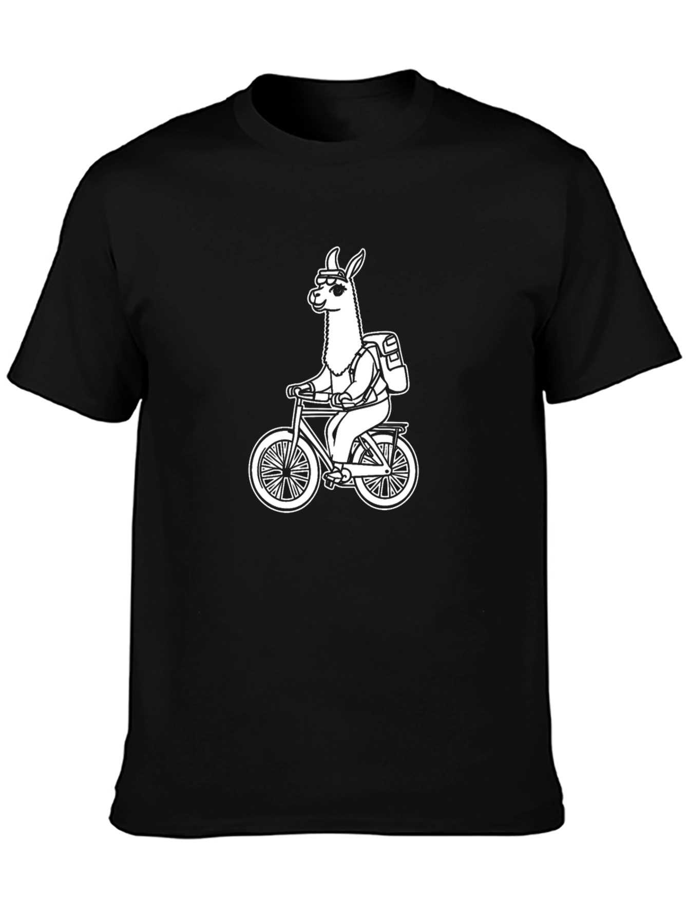 Llama Biker T-Shirt - Black Cotton Tee