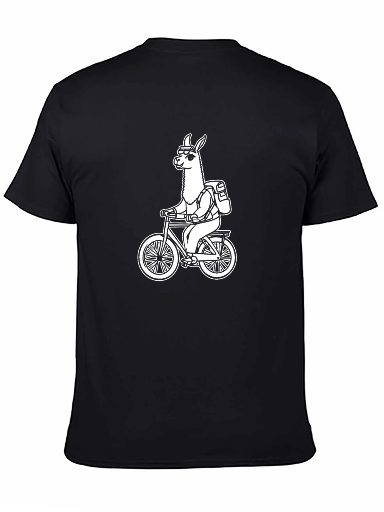Llama Biker T-Shirt - Black Cotton Tee