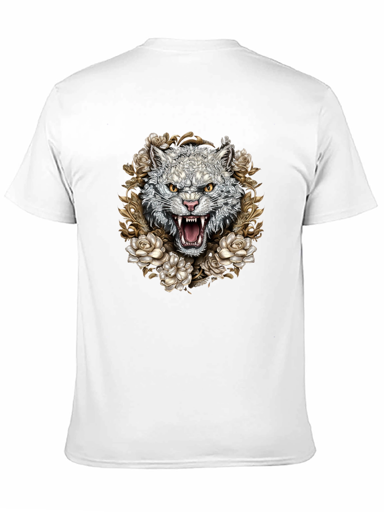 Floral Wolf Graphic Tee - Black