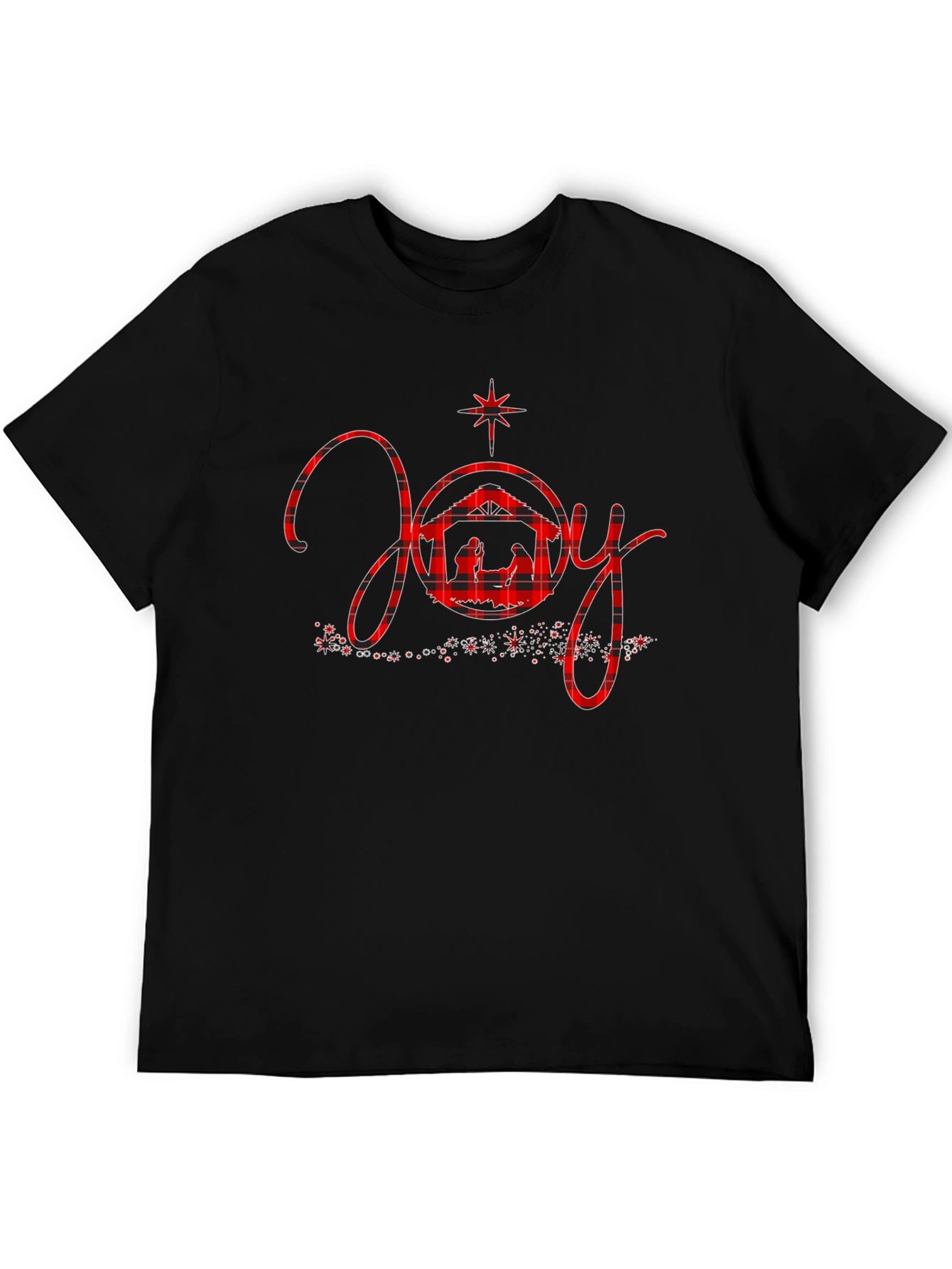 Joy Nativity Plaid Christmas Graphic Tee