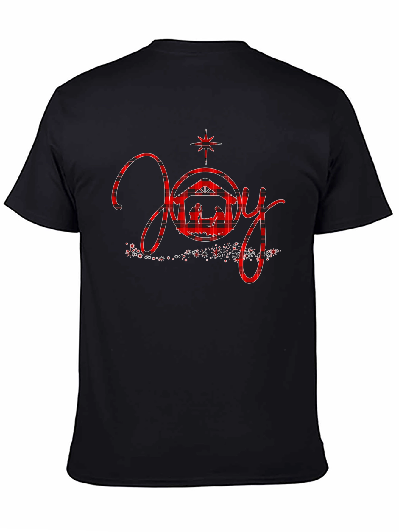Joy Nativity Plaid Christmas Graphic Tee