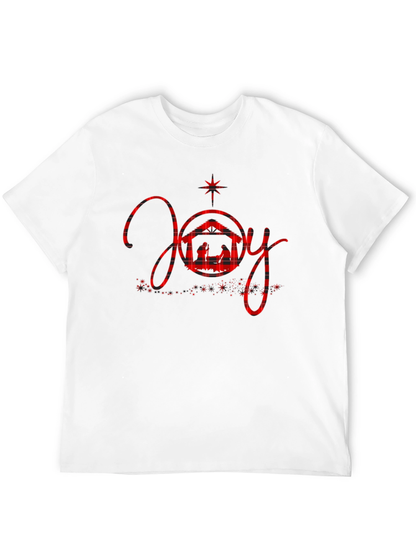 Joy Nativity Plaid Christmas Graphic Tee