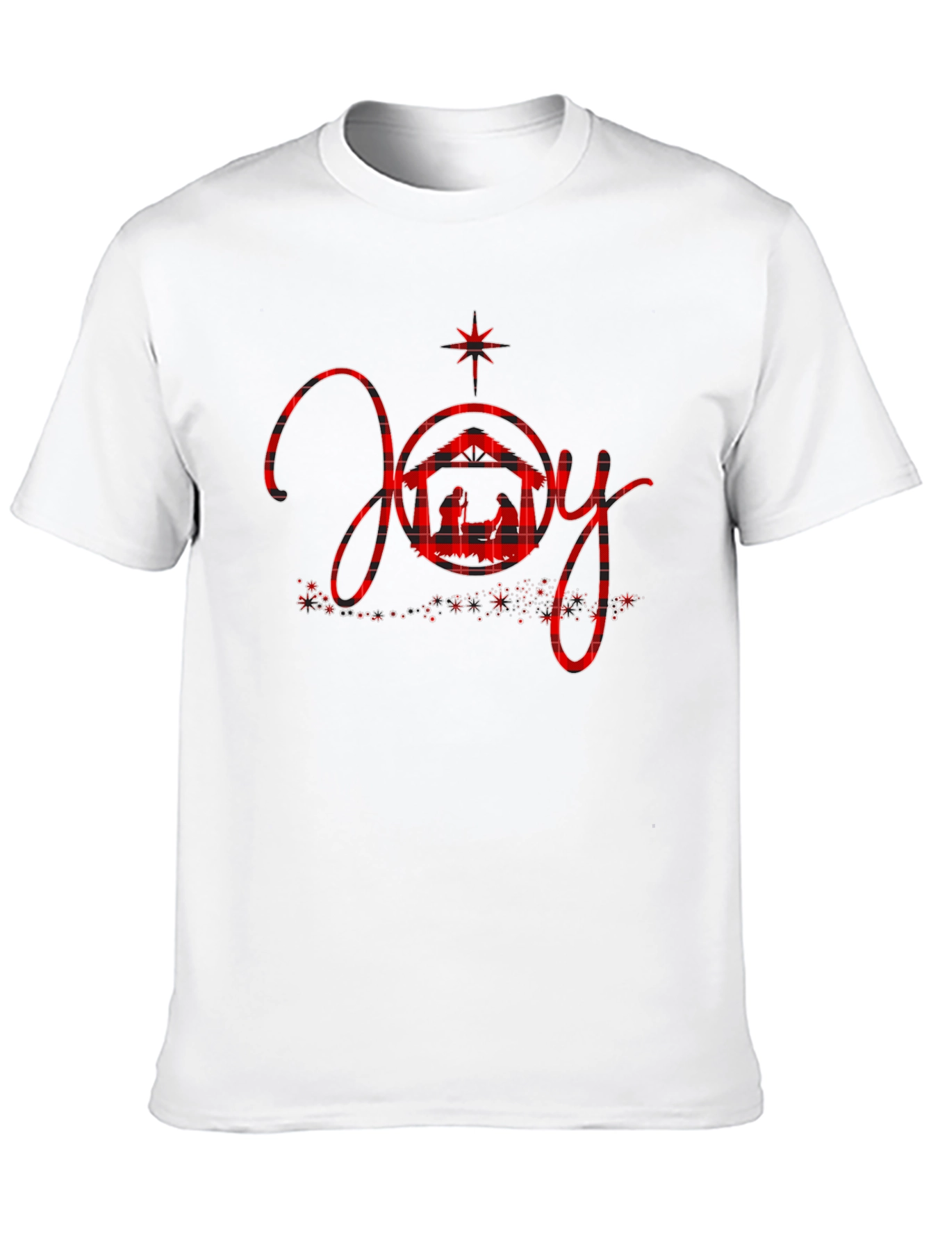 Joy Nativity Plaid Christmas Graphic Tee