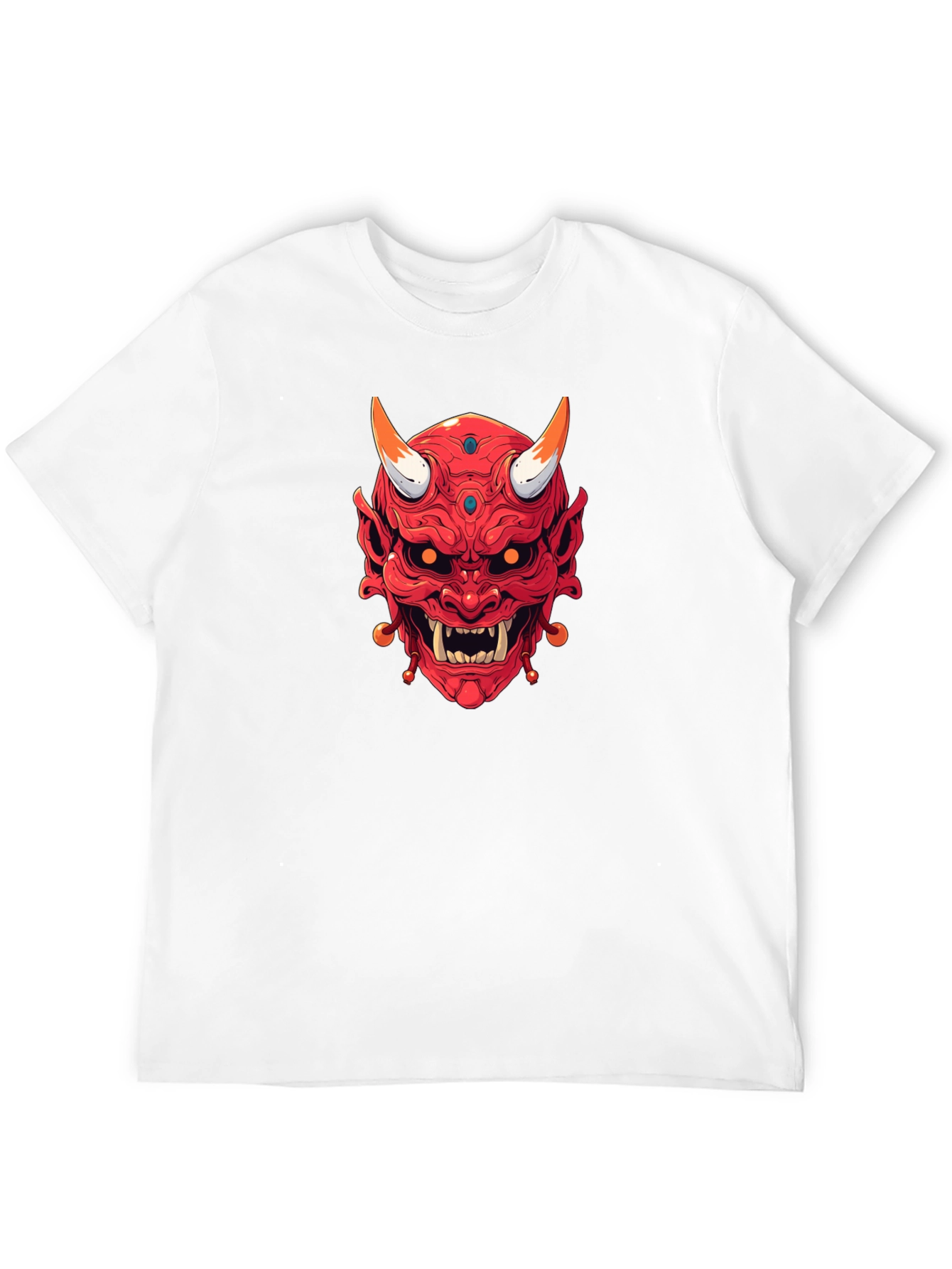 Japanese Oni Mask Graphic Tee - Black