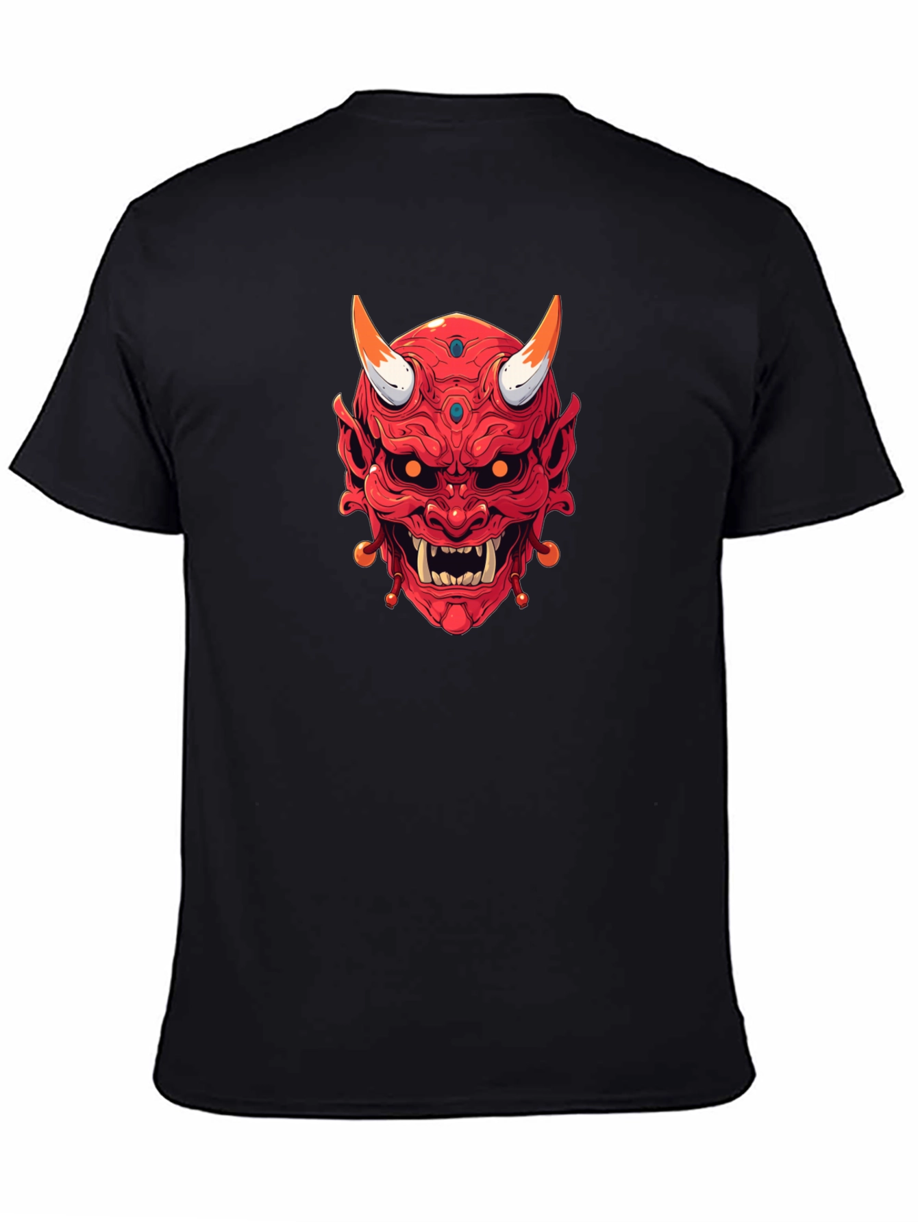 Japanese Oni Mask Graphic Tee - Black