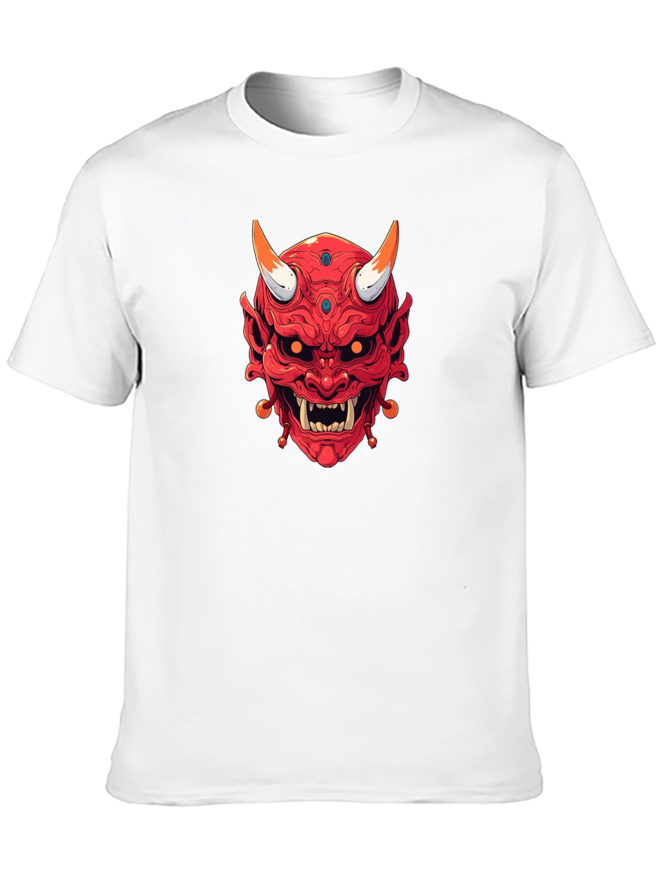 Japanese Oni Mask Graphic Tee - Black