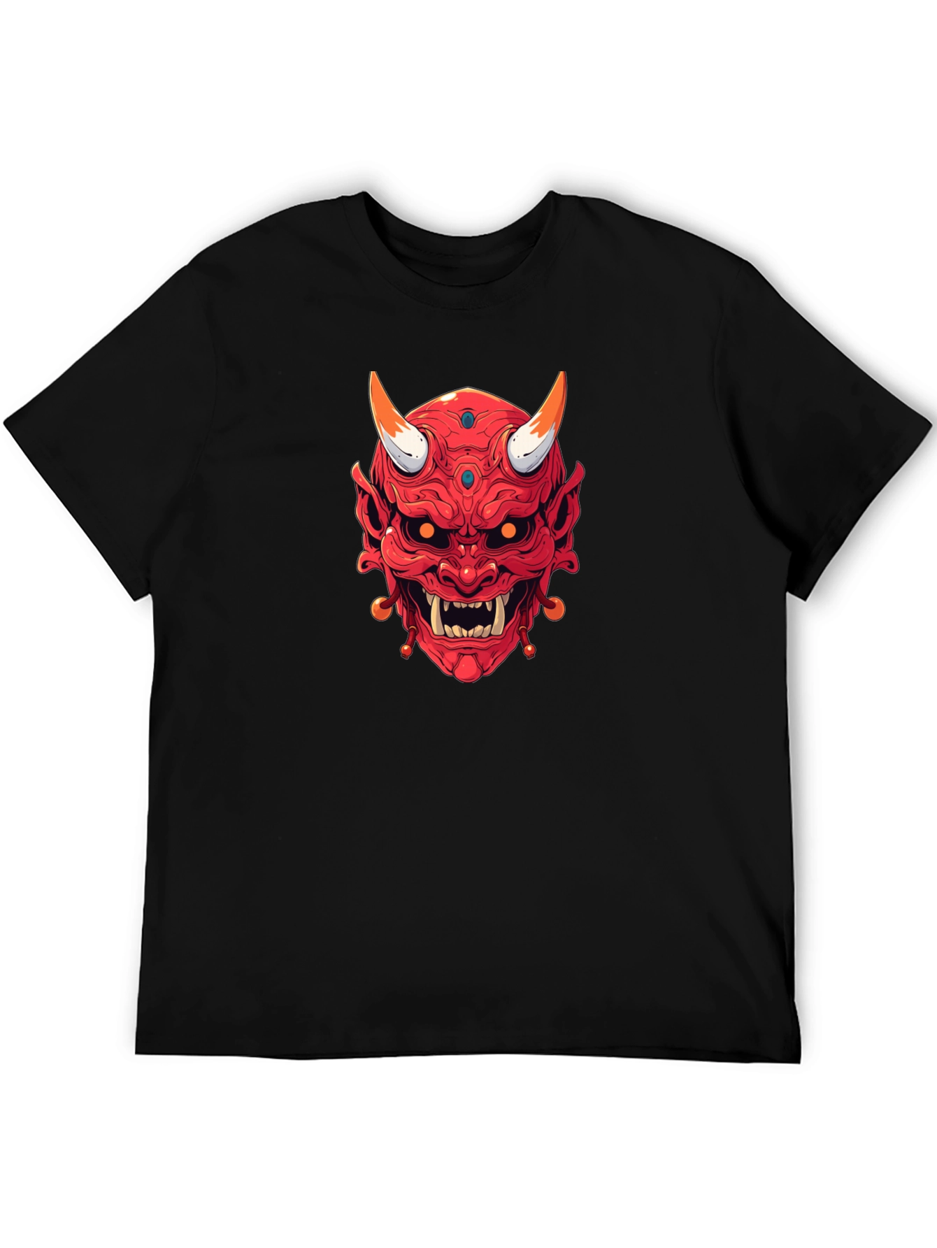 Japanese Oni Mask Graphic Tee - Black