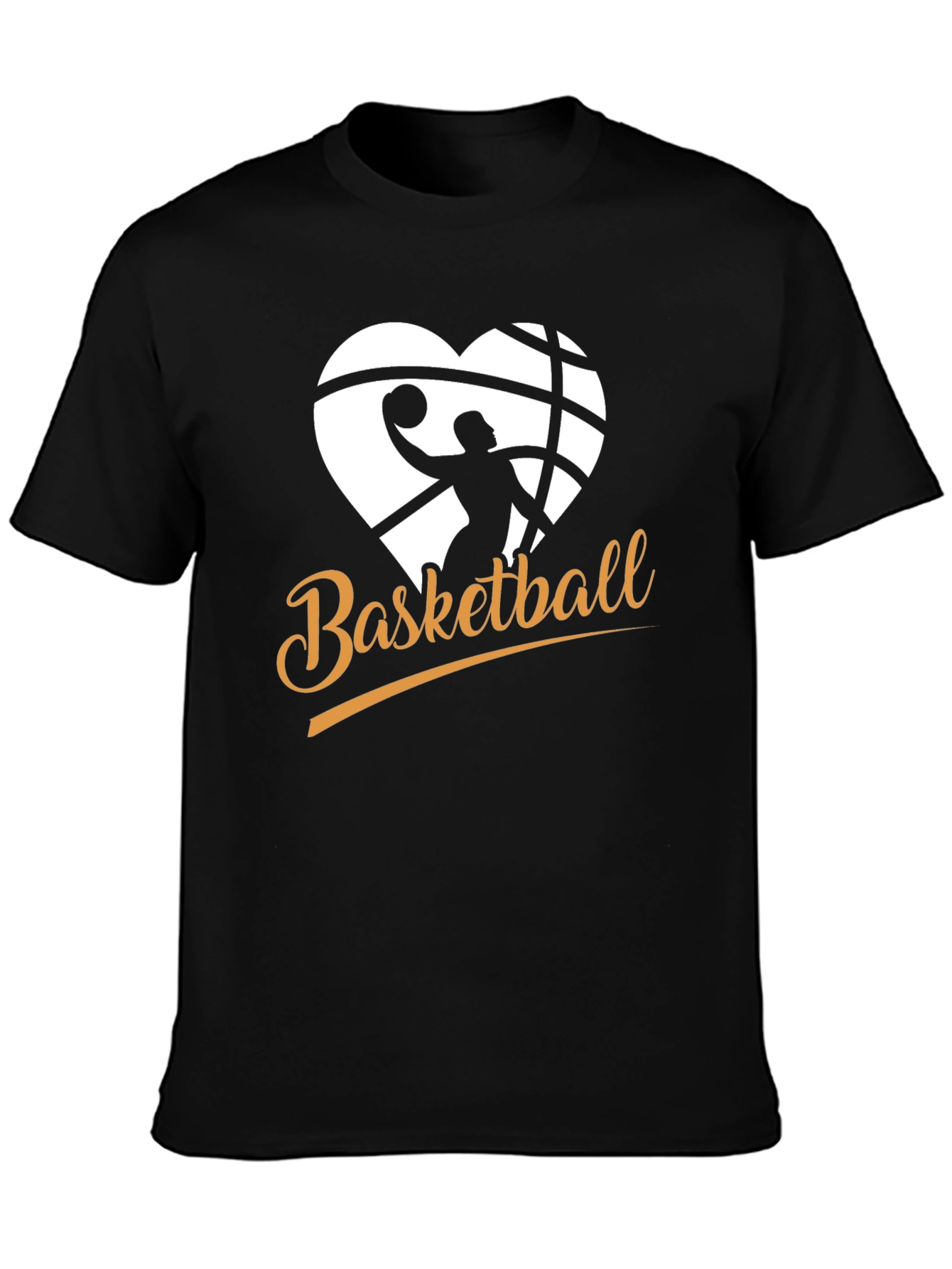 Basketball Heart Graphic Black T-Shirt