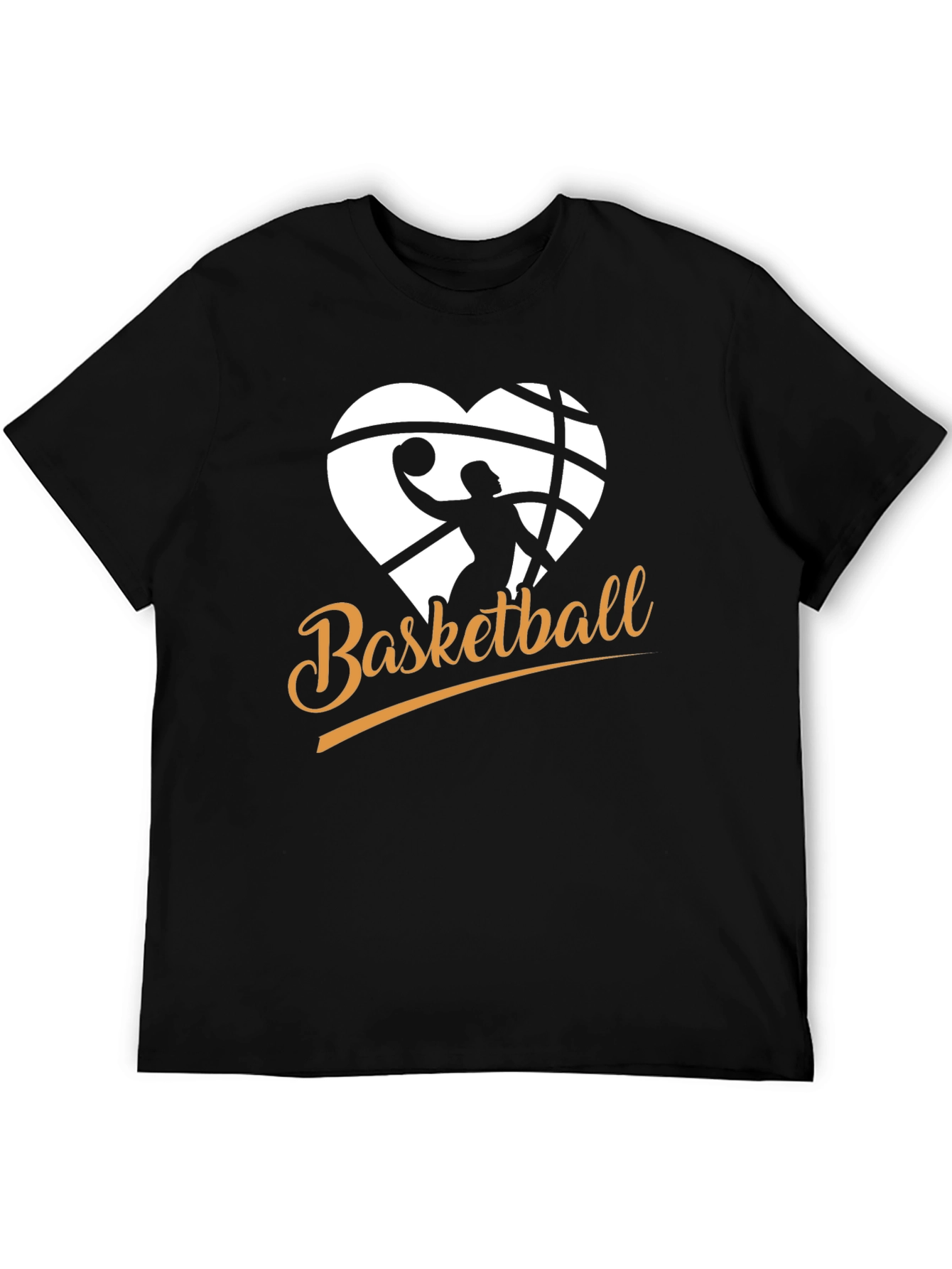 Basketball Heart Graphic Black T-Shirt