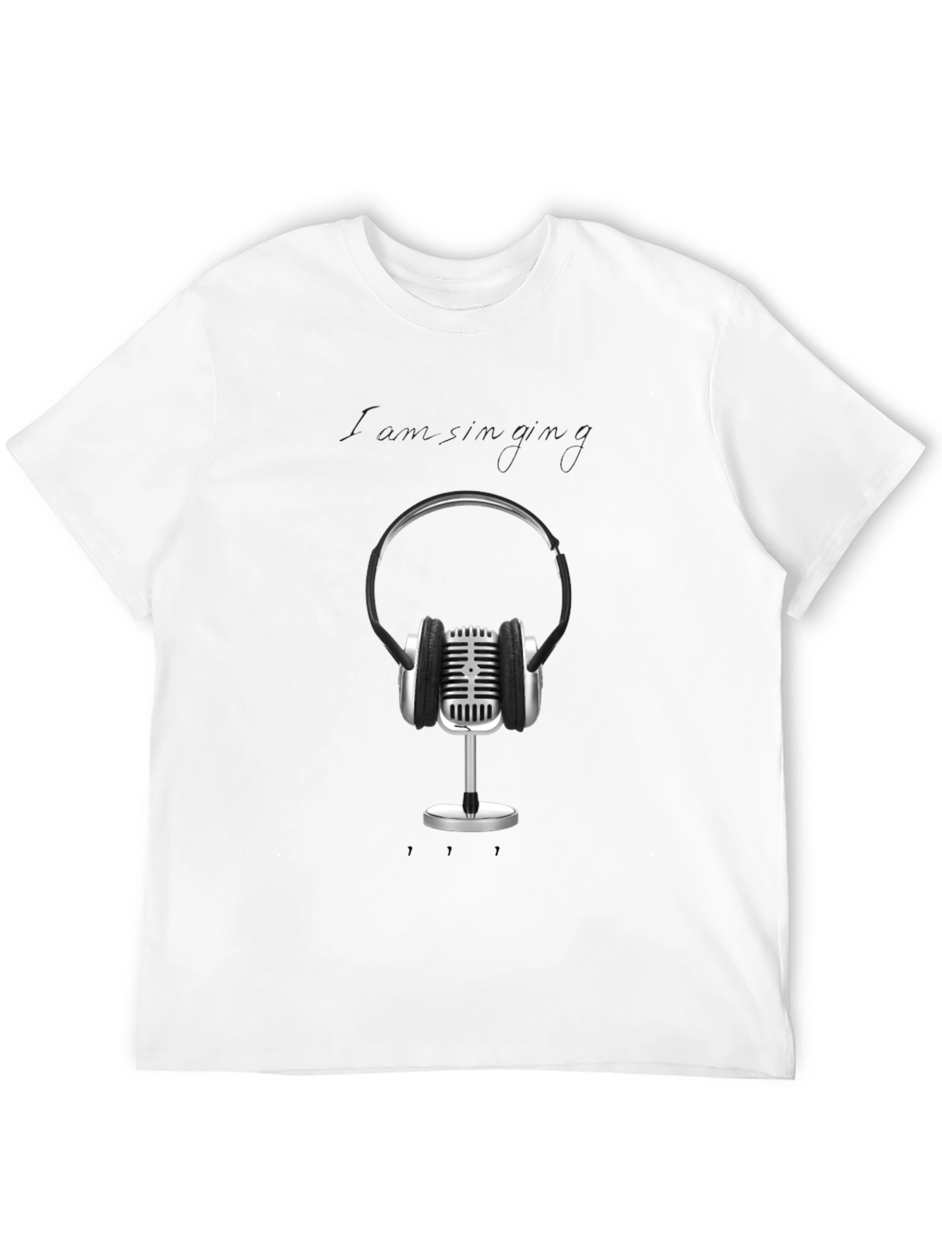 Retro Microphone & Headphones Graphic Tee - Black