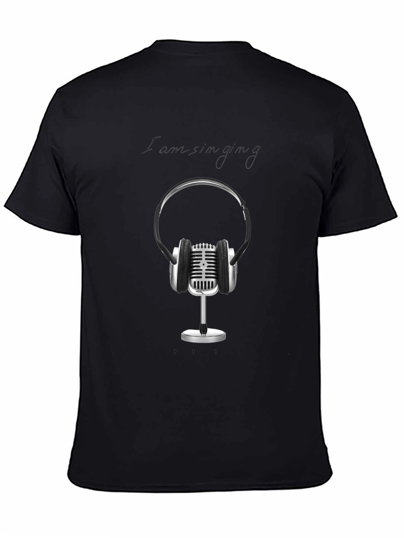 Retro Microphone & Headphones Graphic Tee - Black