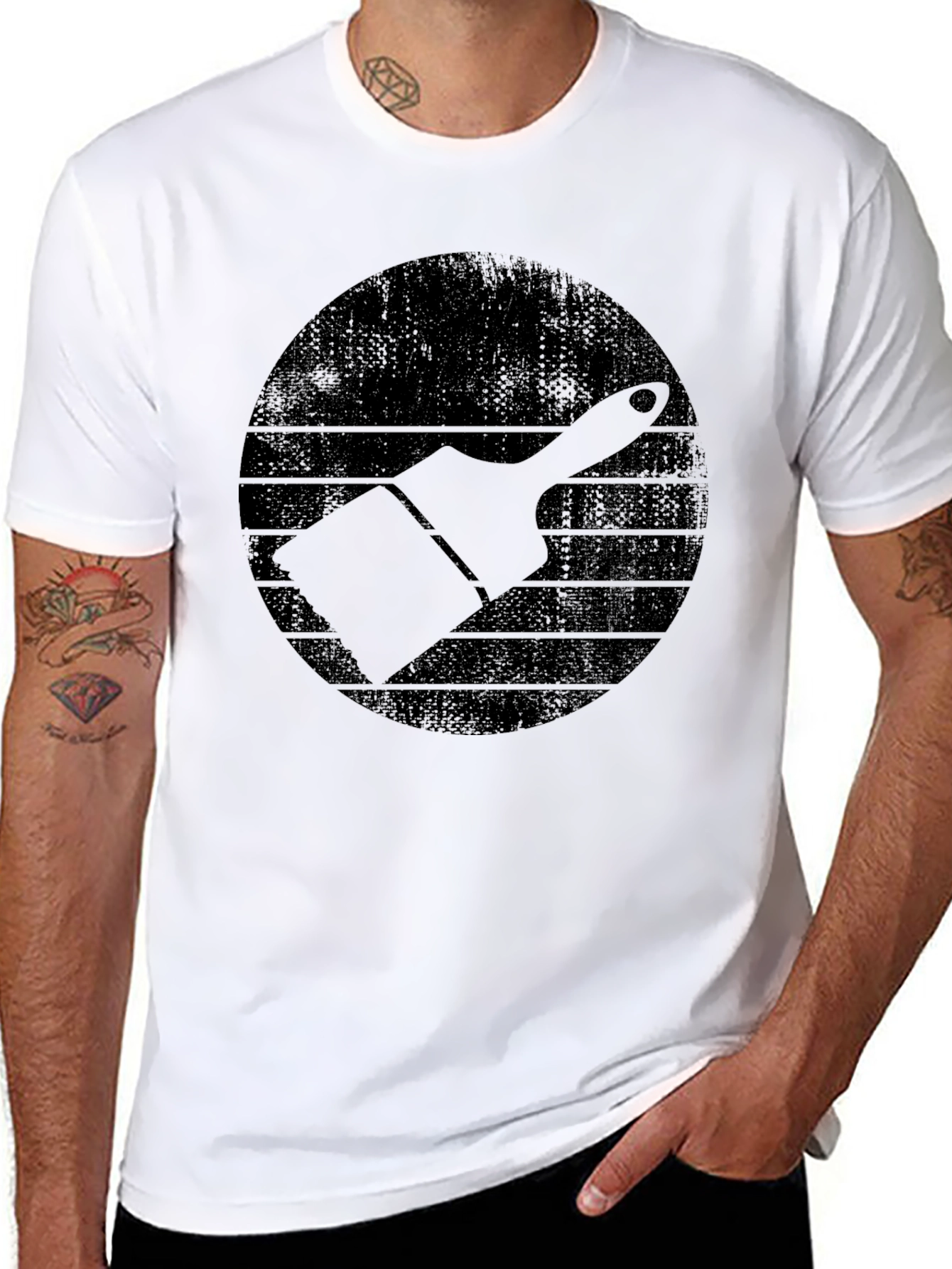 Painters Brush Graphic Tee - Retro Style Black T-Shirt