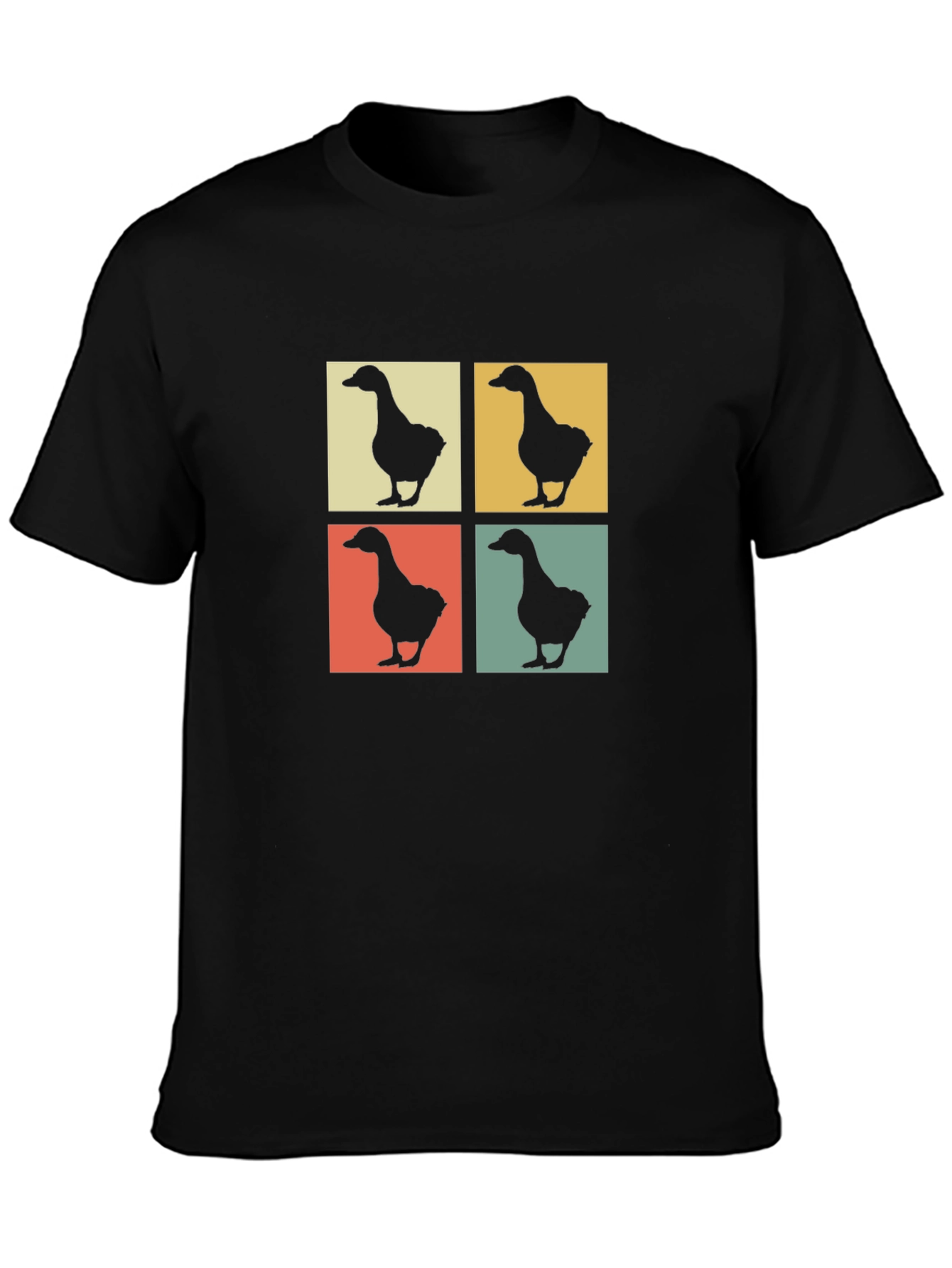Retro Goose Pop Art Black T-Shirt