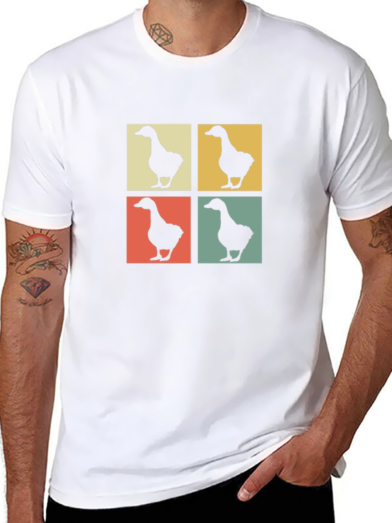 Retro Goose Pop Art Black T-Shirt