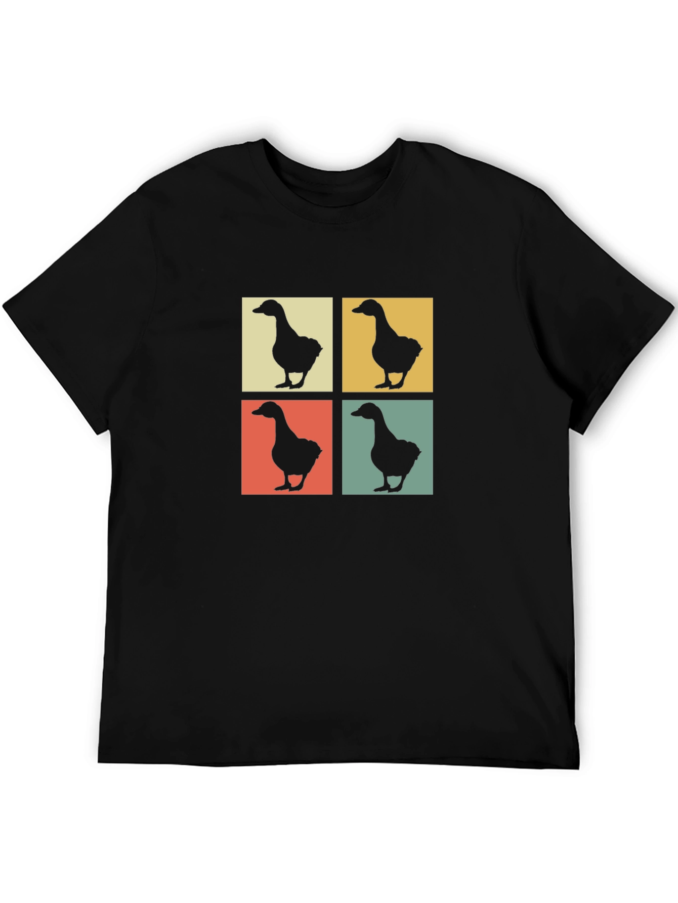 Retro Goose Pop Art Black T-Shirt