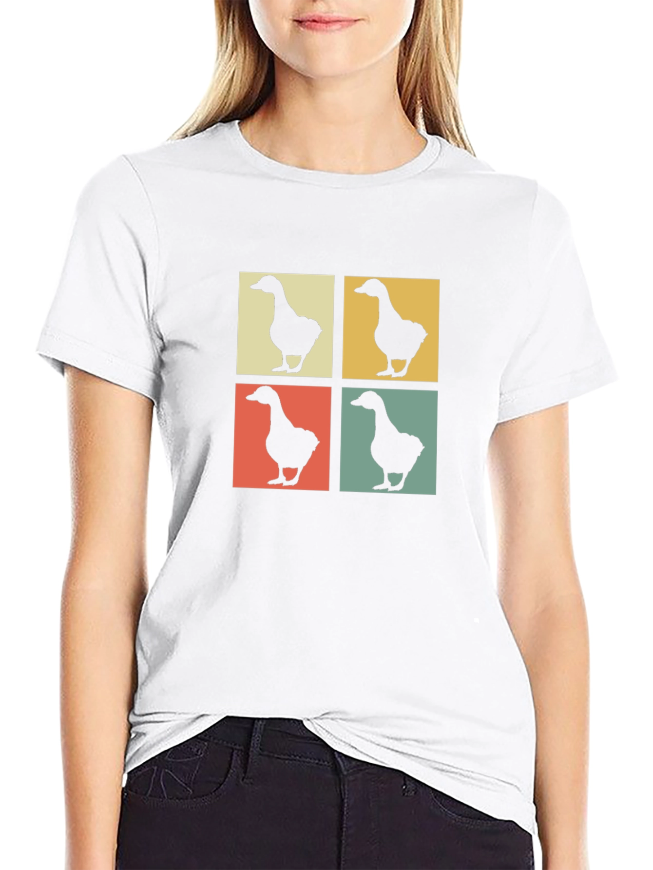 Retro Goose Pop Art Black T-Shirt