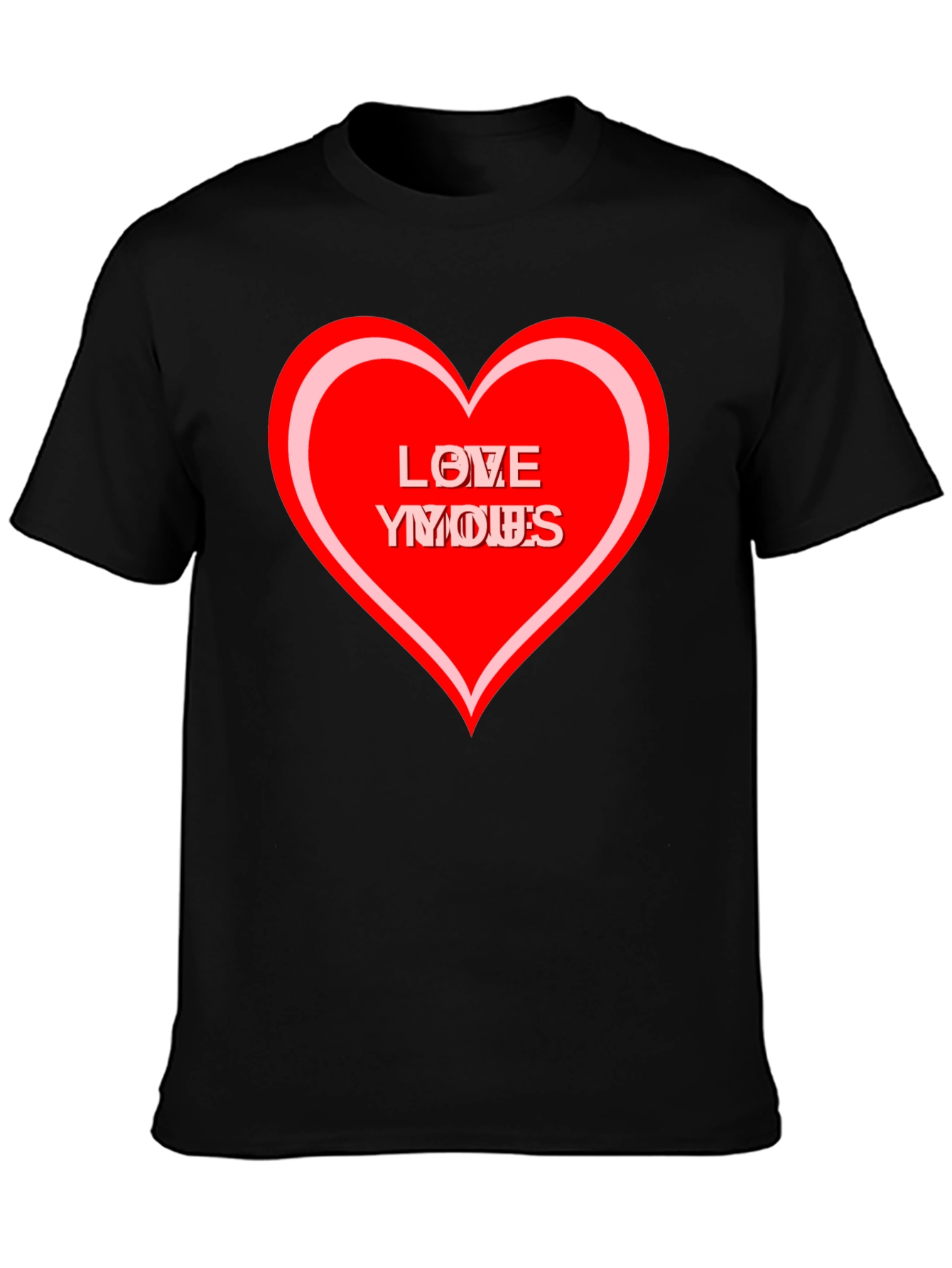 Love Yous Heart Graphic Black T-Shirt