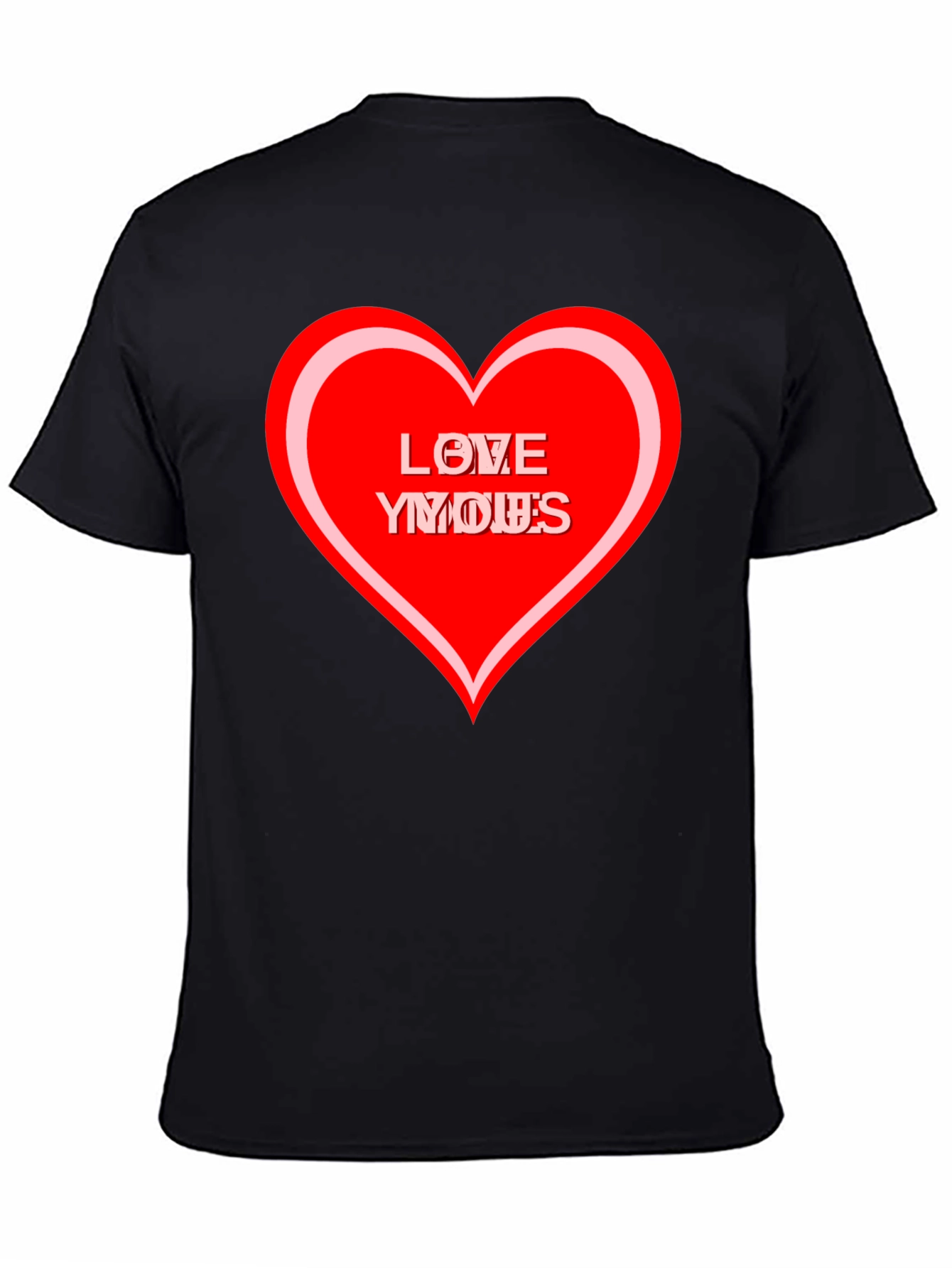 Love Yous Heart Graphic Black T-Shirt