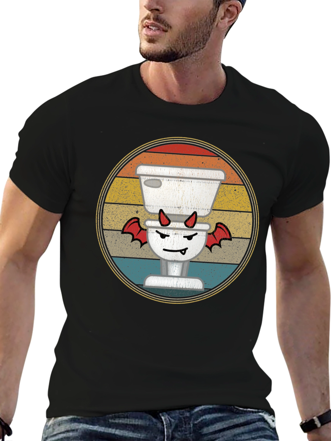 Toilet Devil T-Shirt: Retro Funny Halloween Tee
