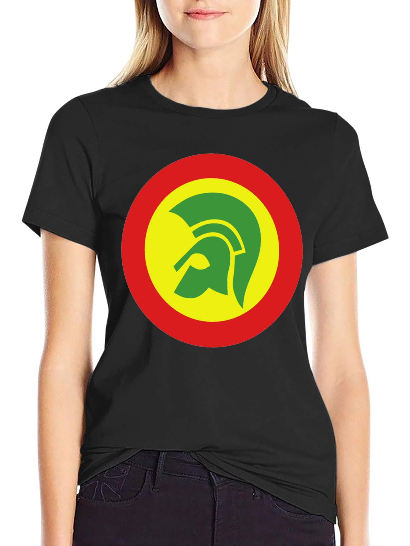 Rasta Trojan Helmet Graphic Tee - Black