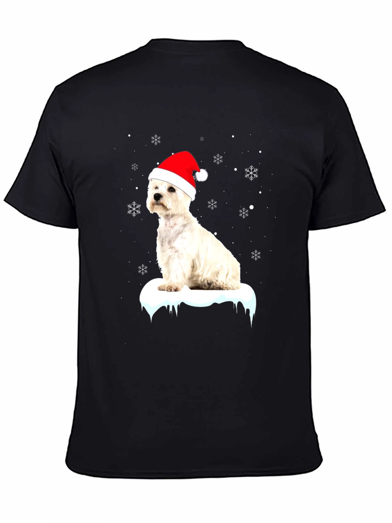 Westie Christmas T-Shirt - Dog with Santa Hat