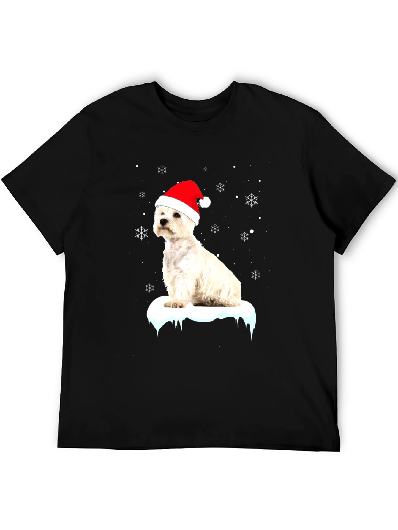 Westie Christmas T-Shirt - Dog with Santa Hat