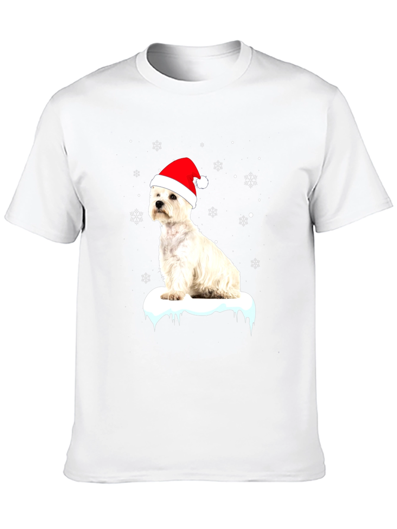 Westie Christmas T-Shirt - Dog with Santa Hat