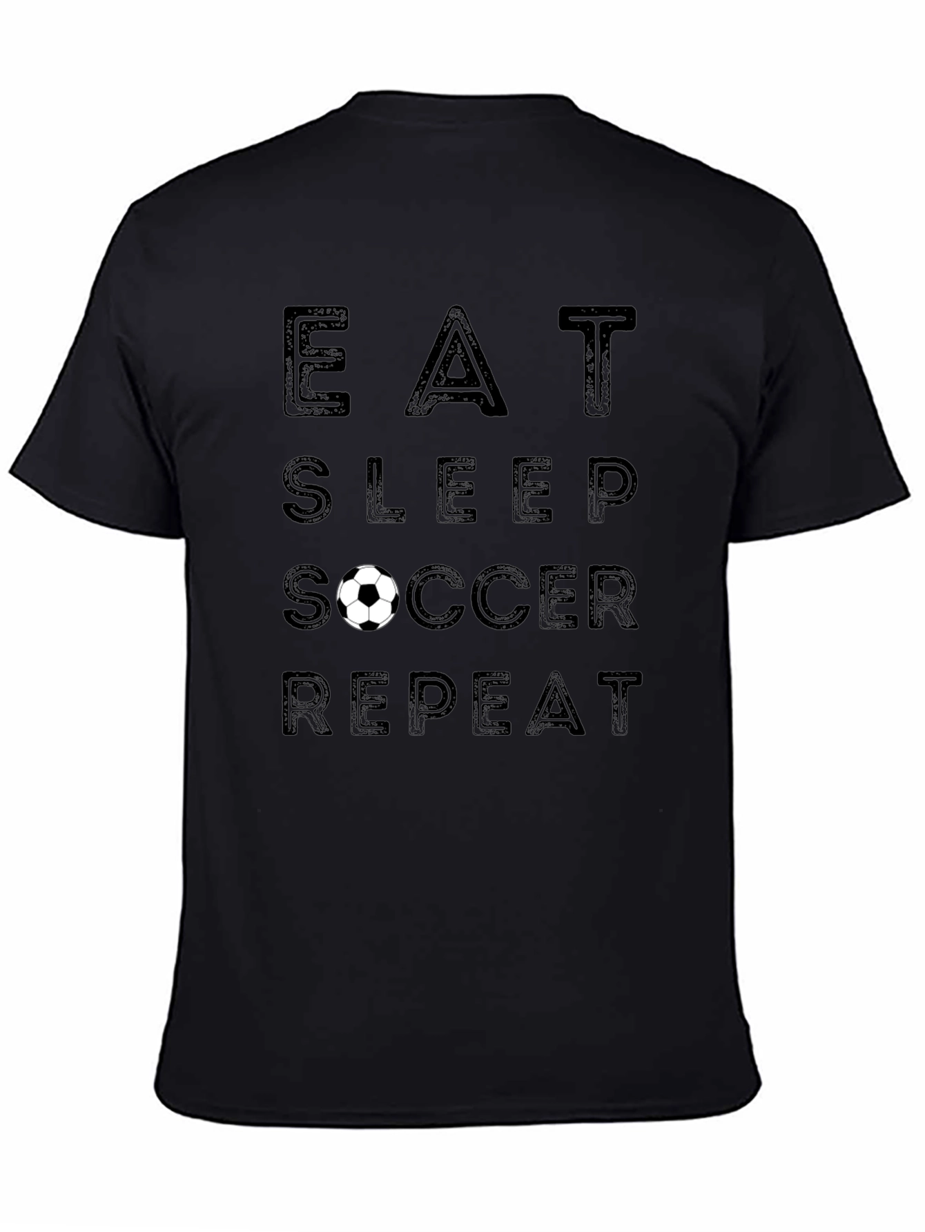 Eat Sleep Soccer Repeat Black Graphic T-Shirt