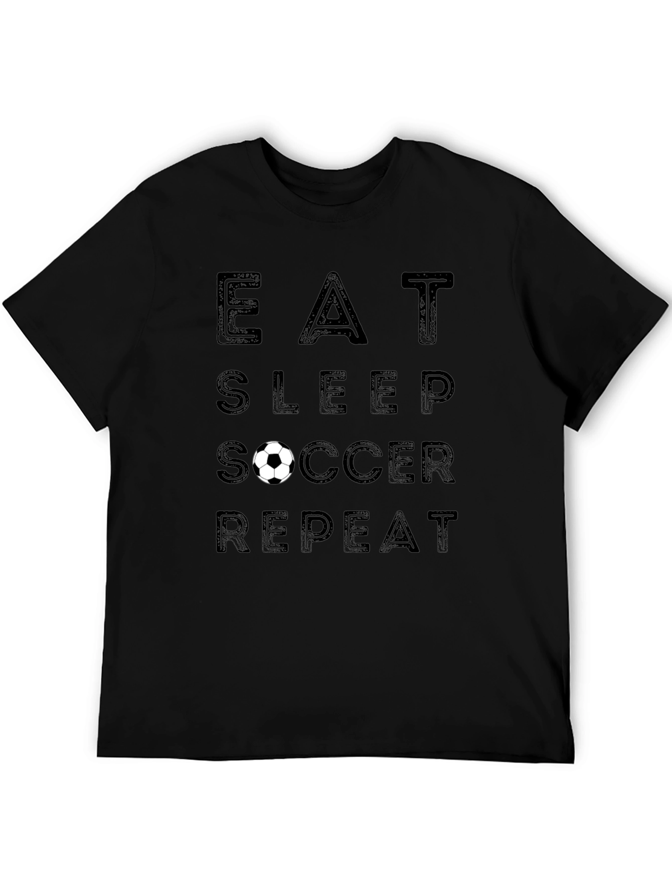 Eat Sleep Soccer Repeat Black Graphic T-Shirt