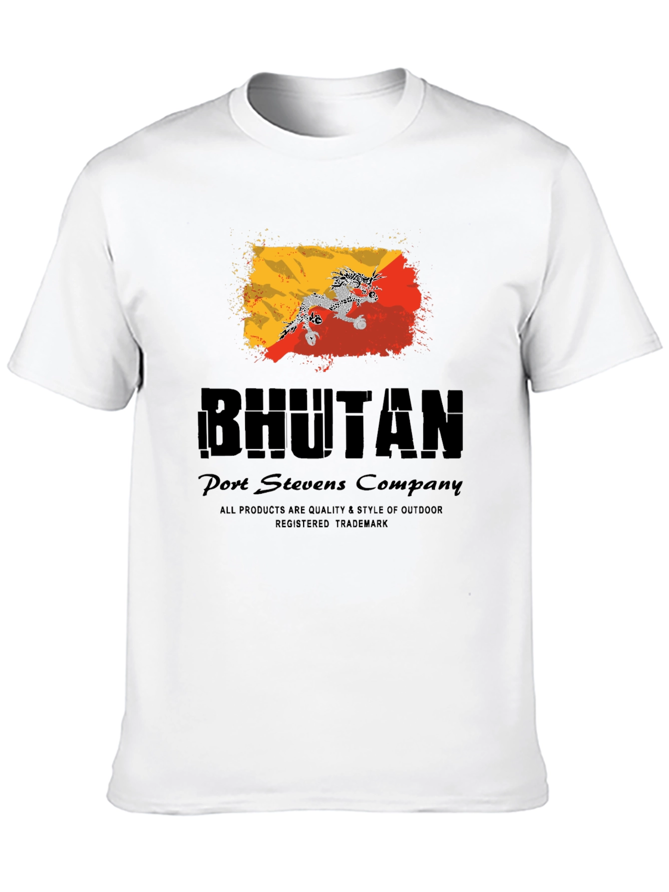 Bhutan Flag Graphic Black T-Shirt