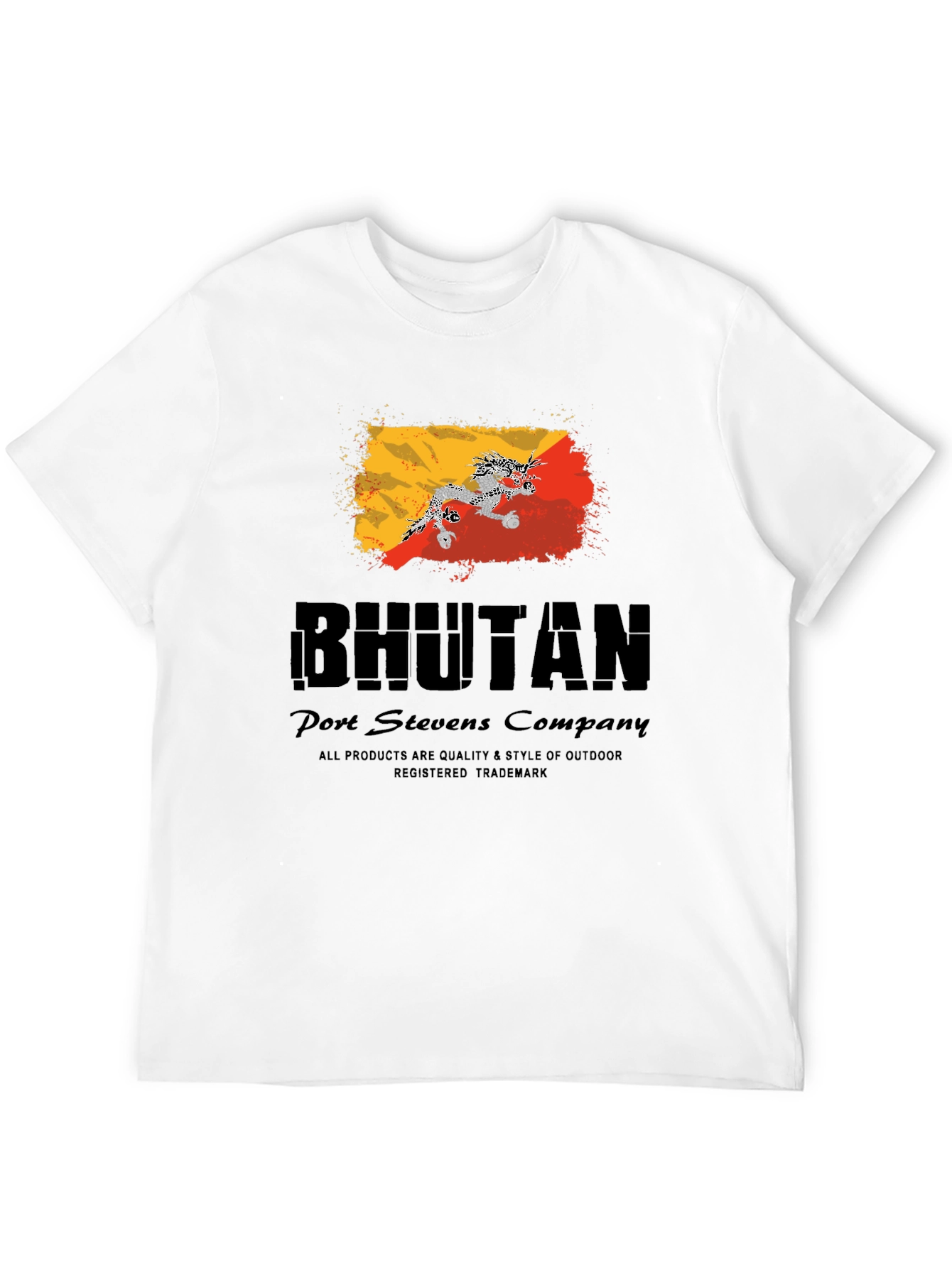 Bhutan Flag Graphic Black T-Shirt