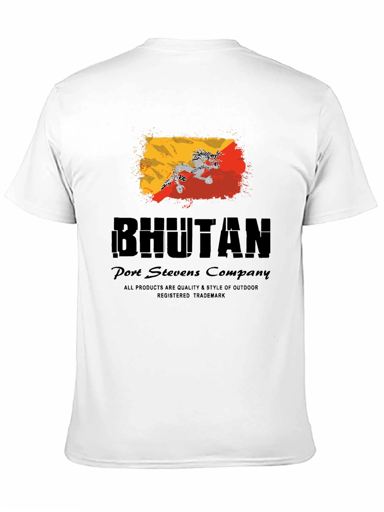 Bhutan Flag Graphic Black T-Shirt