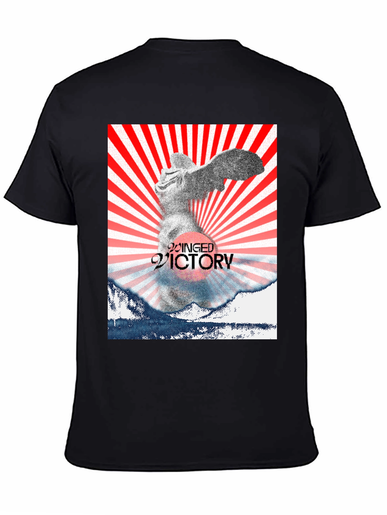 Winged Victory Graphic Tee - Black Cotton Blend