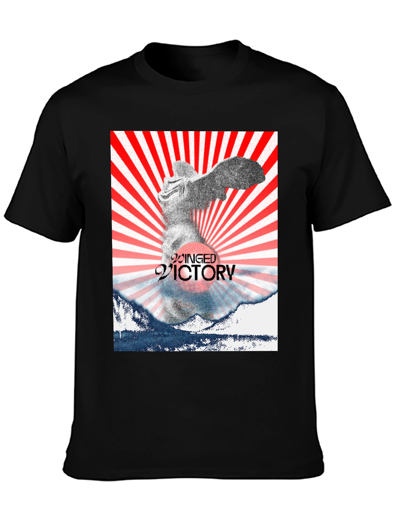 Winged Victory Graphic Tee - Black Cotton Blend