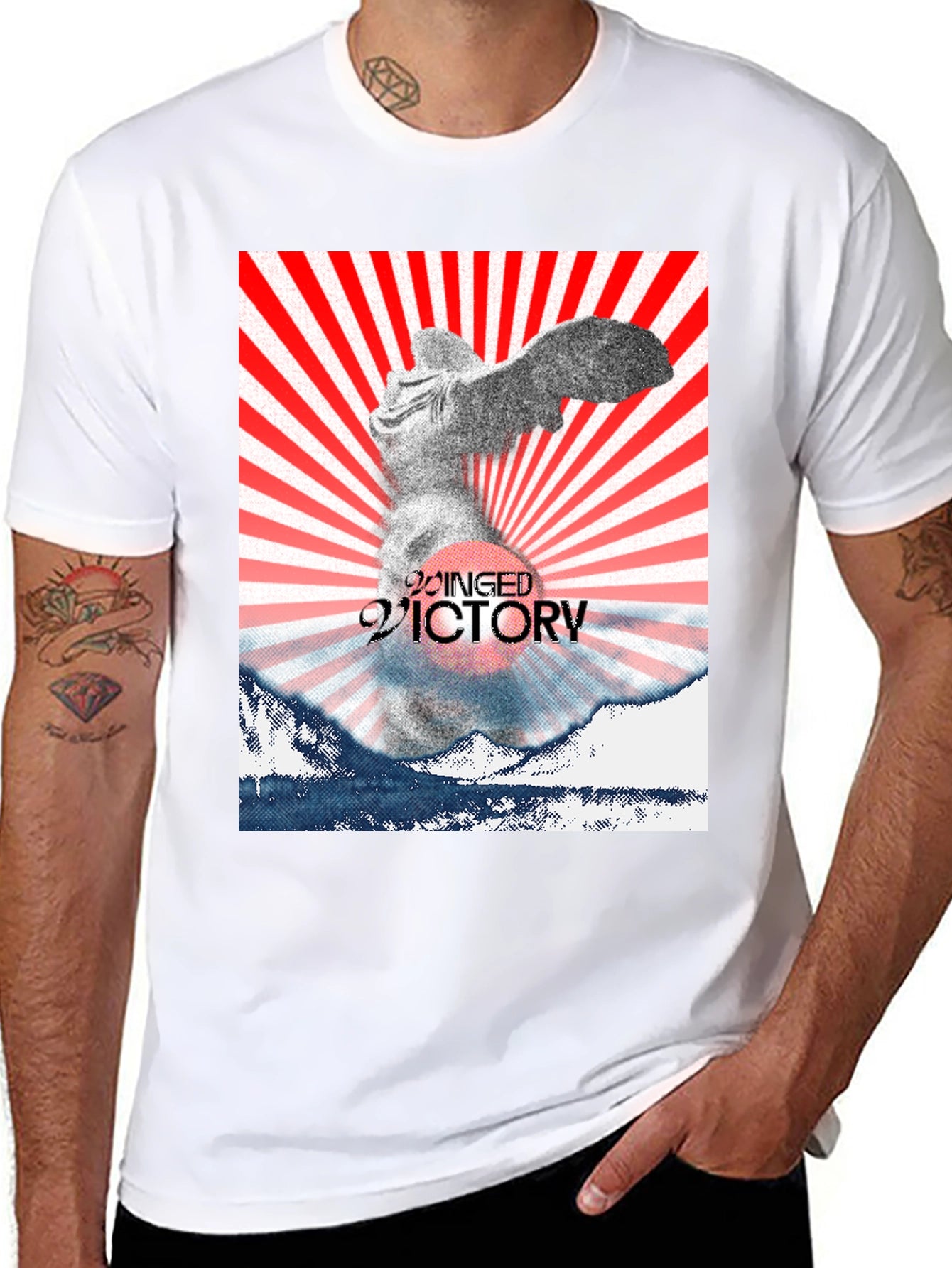 Winged Victory Graphic Tee - Black Cotton Blend