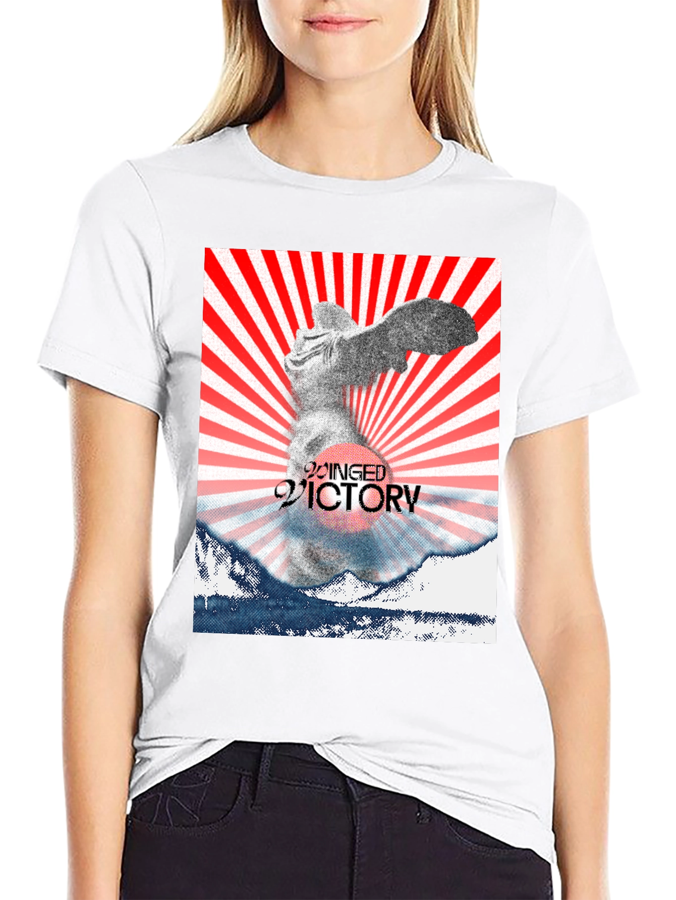 Winged Victory Graphic Tee - Black Cotton Blend