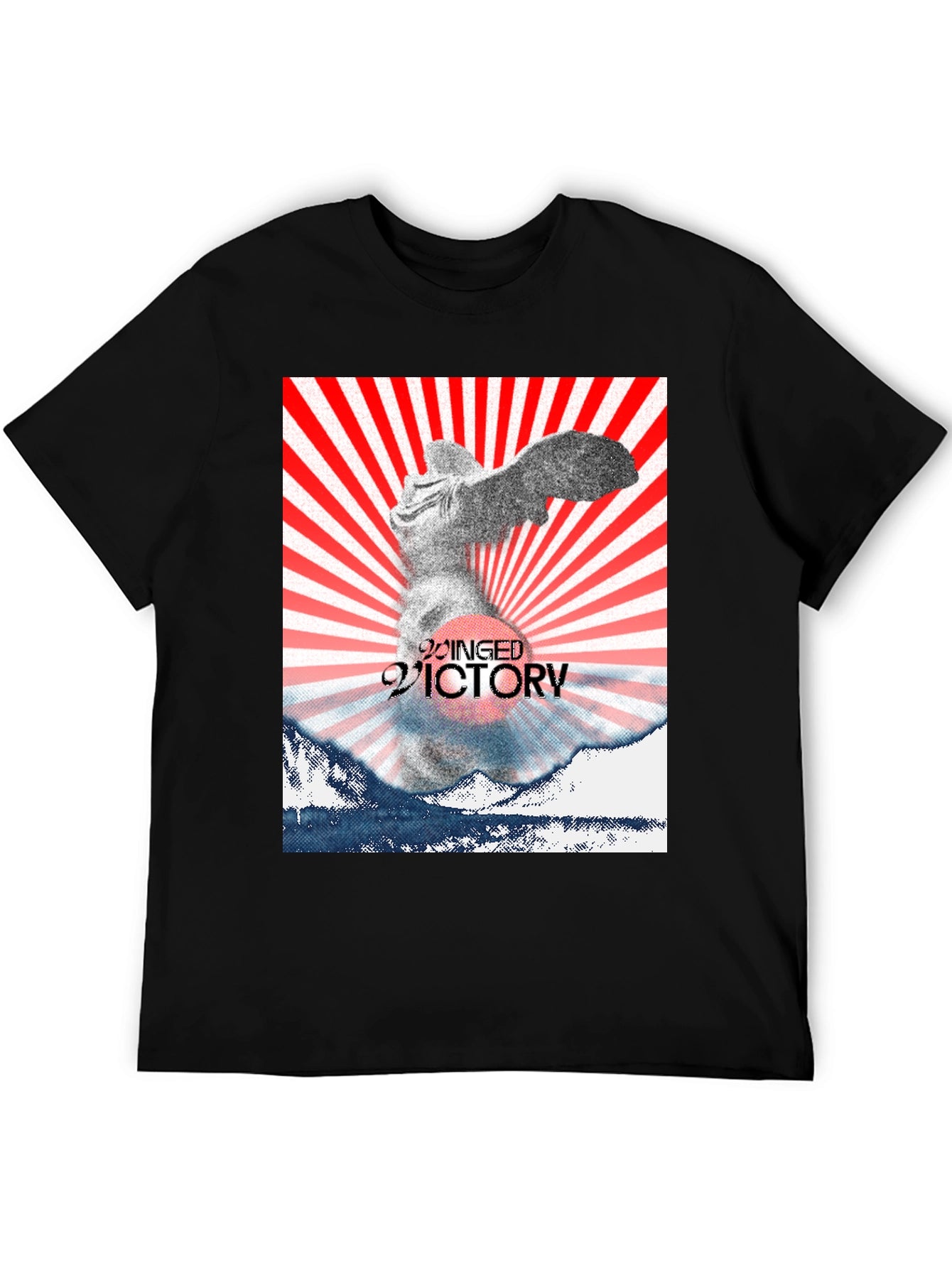 Winged Victory Graphic Tee - Black Cotton Blend