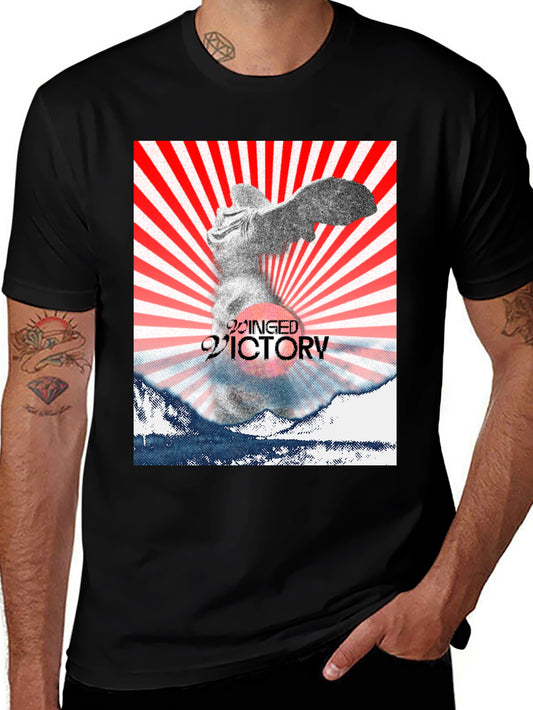 Winged Victory Graphic Tee - Black Cotton Blend