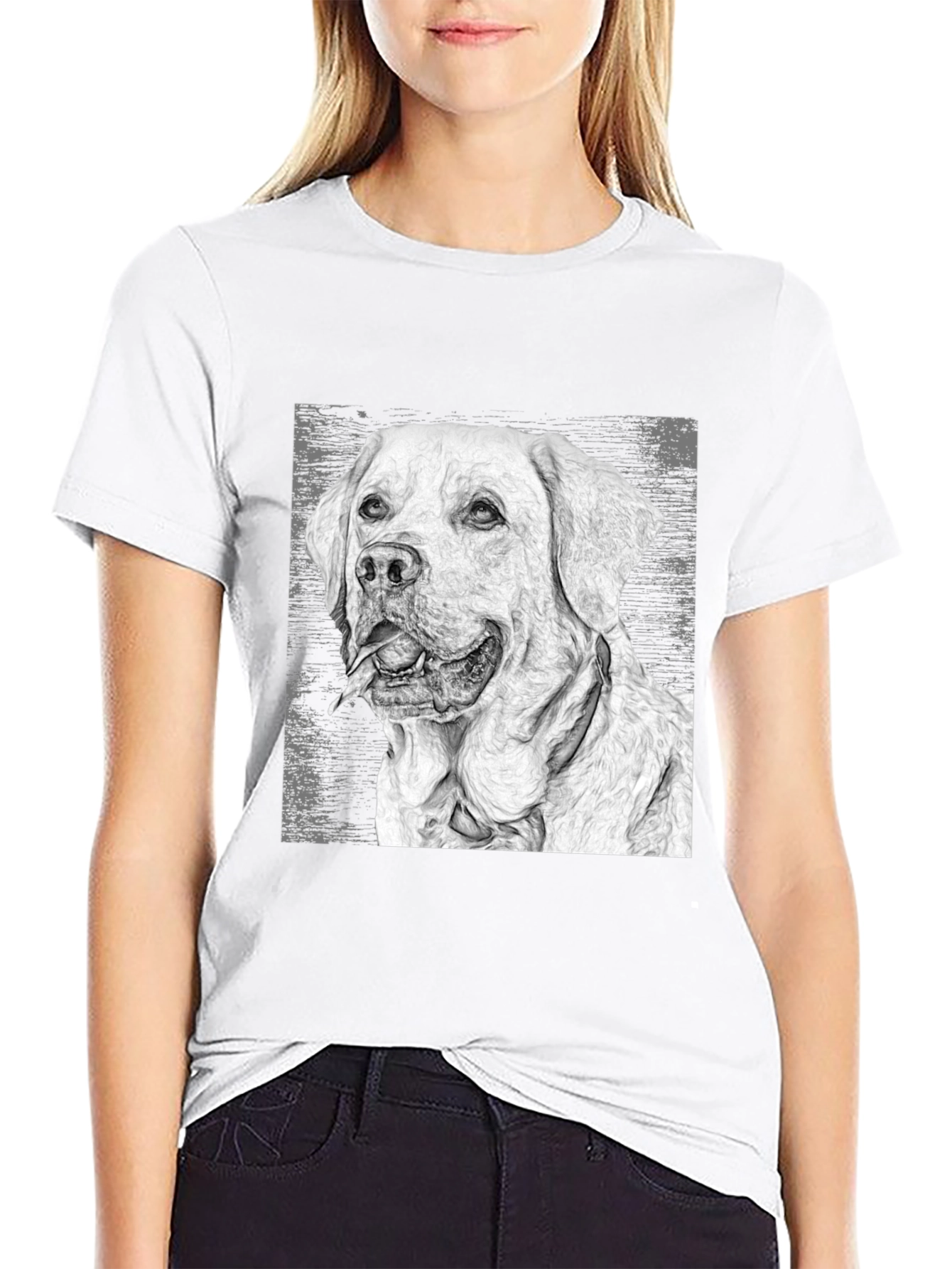Labrador Dog Sketch Graphic T-Shirt - Black