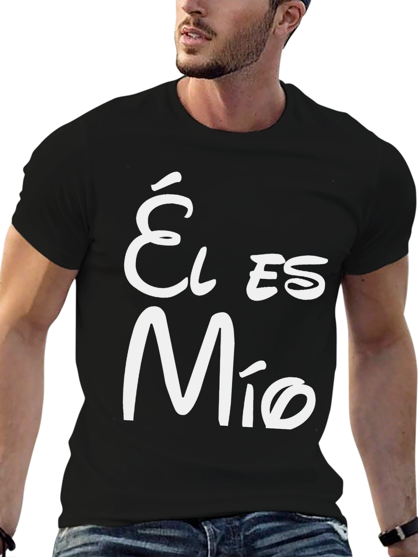 Él Es Mío Black Crew Neck T-Shirt
