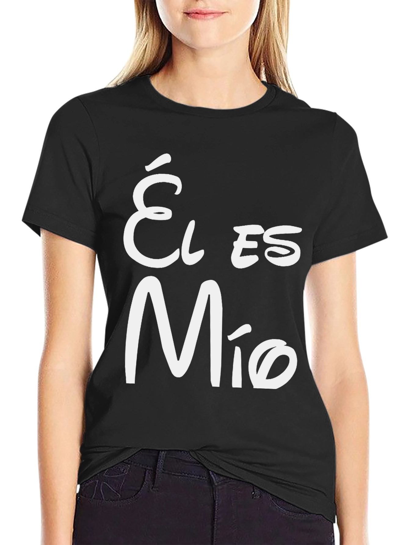 Él Es Mío Black Crew Neck T-Shirt