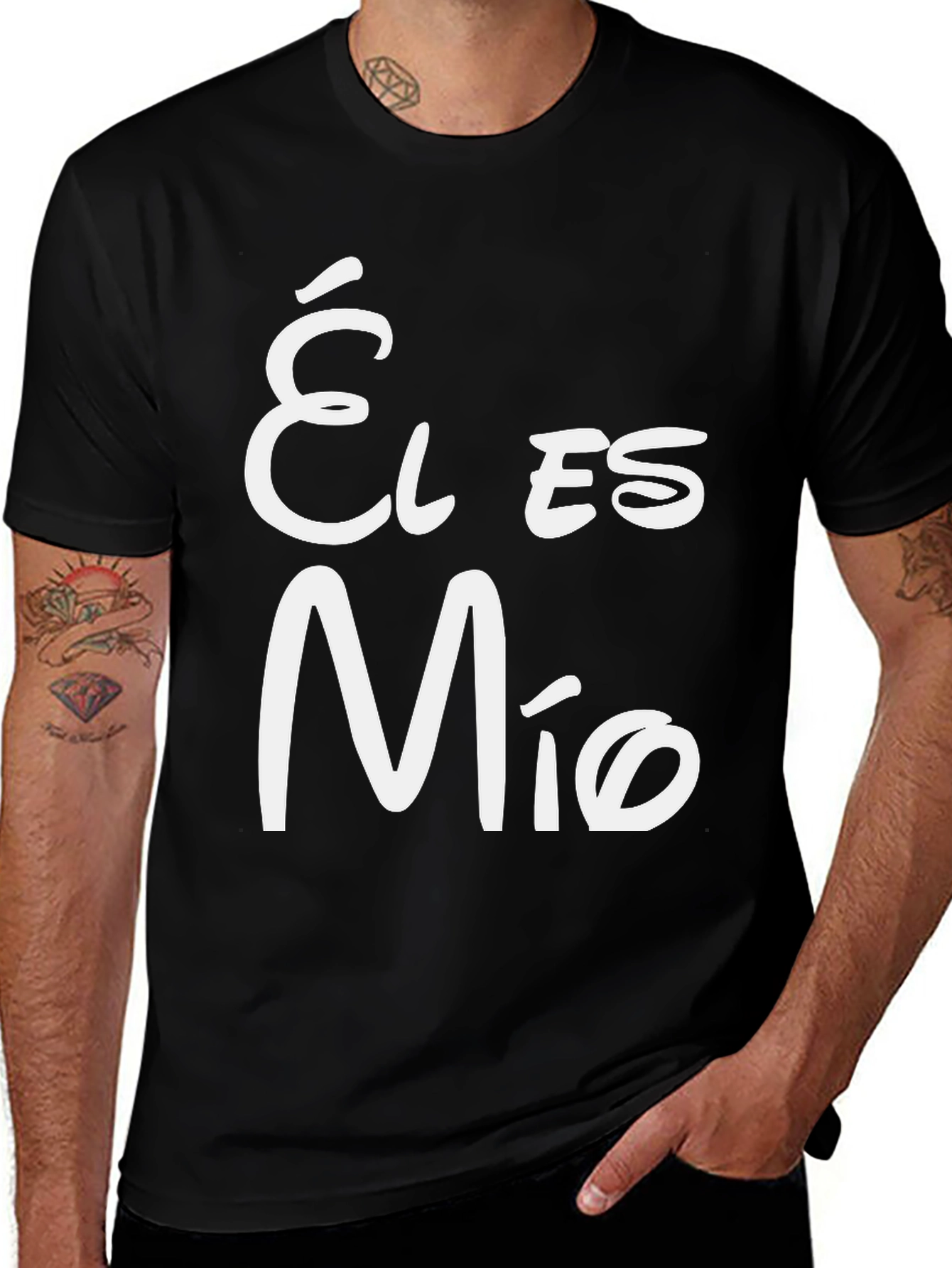 Él Es Mío Black Crew Neck T-Shirt