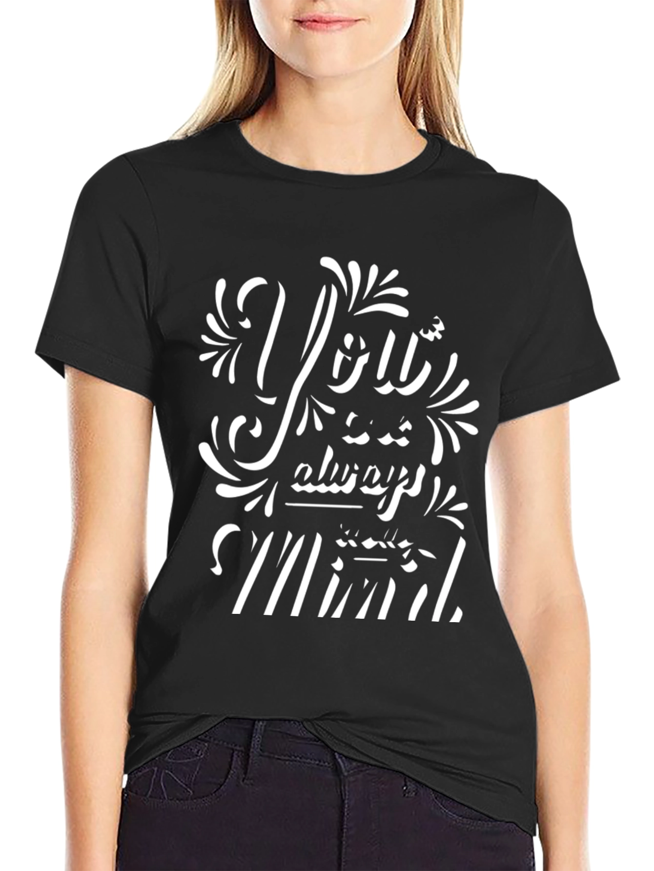 Stylish Black T-Shirt with White Graphic Design