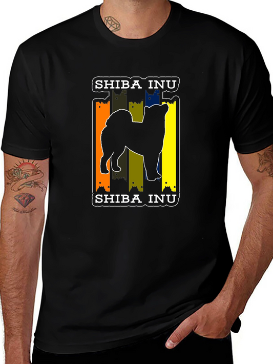 Shiba Inu Silhouette Tee - Colorful Retro Dog Lover Shirt