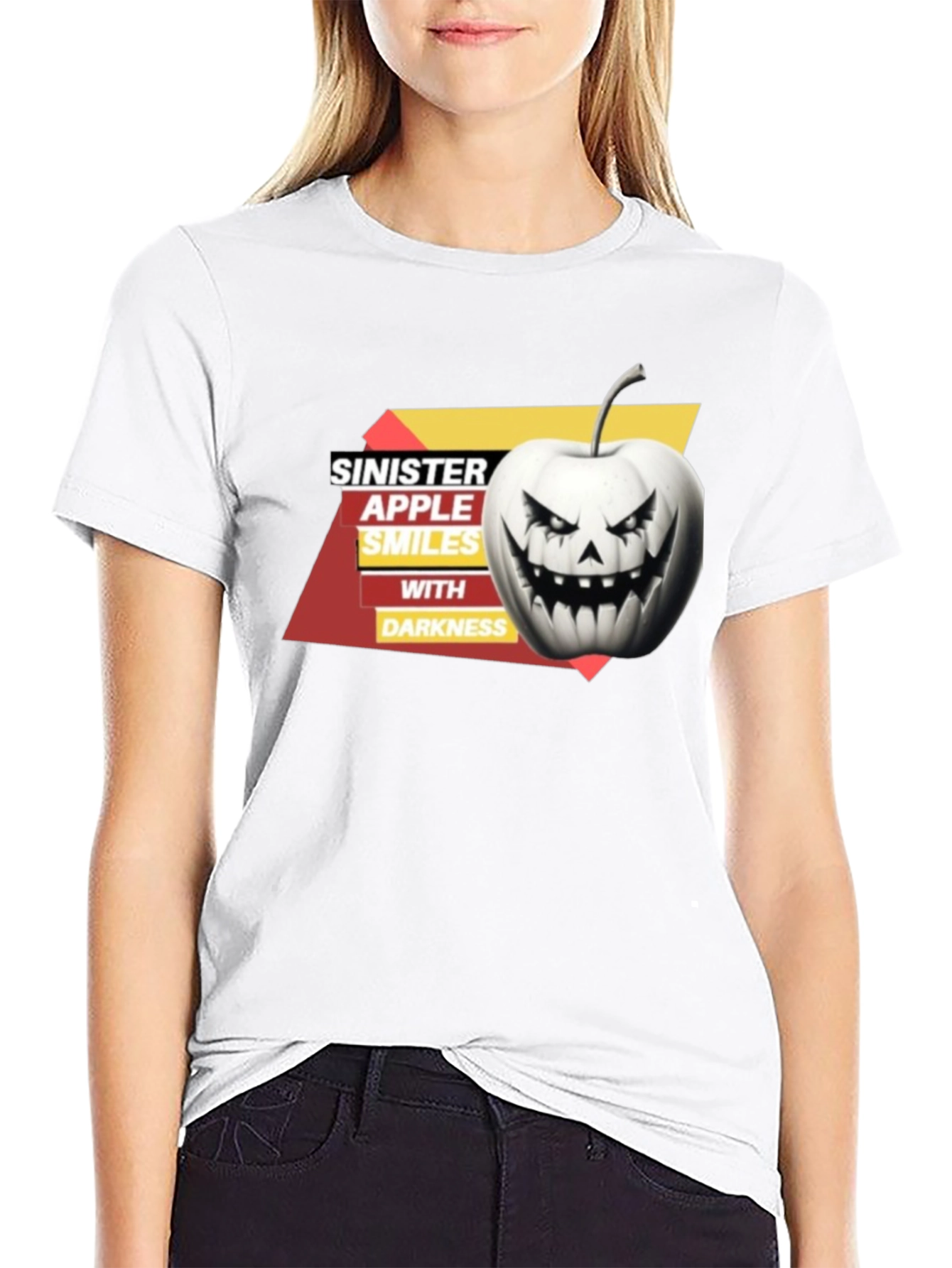 Sinister Apple Smiles T-Shirt: Halloween Style