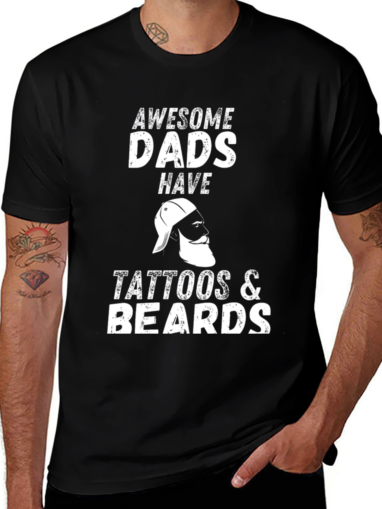 Awesome Dads Tattoos & Beards Graphic Tee