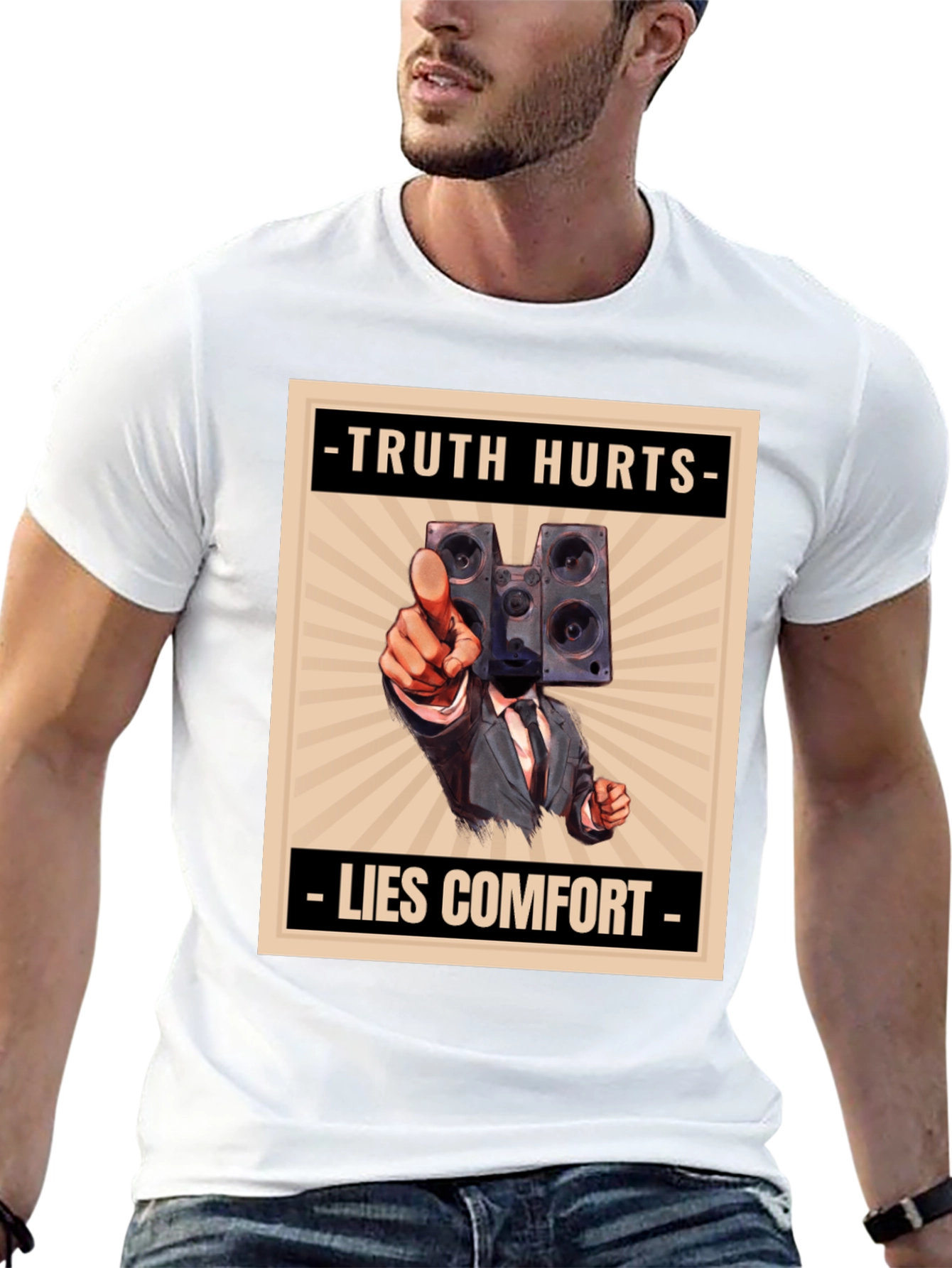 Truth Hurts Mens Graphic Tee - Speaker Head