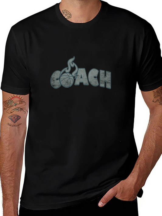 Basketball Coach Graphic Tee - Flaming Ball Design